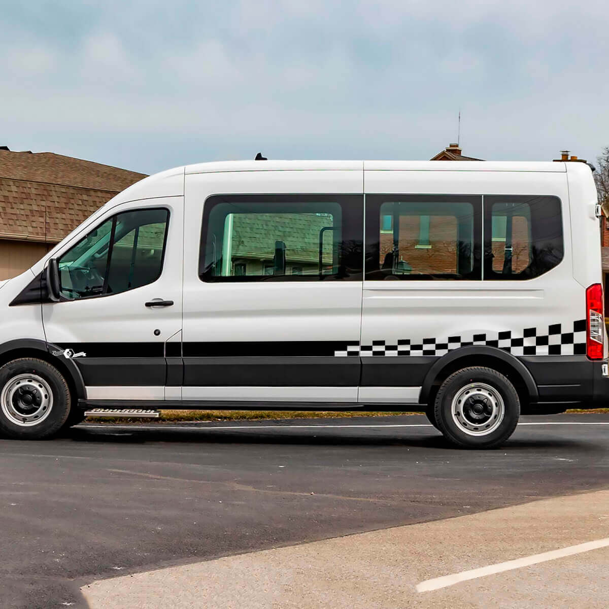 Musclecar Transit Check Stripes à dalle portes latérales Graphique Sticker Decal en vinyle
