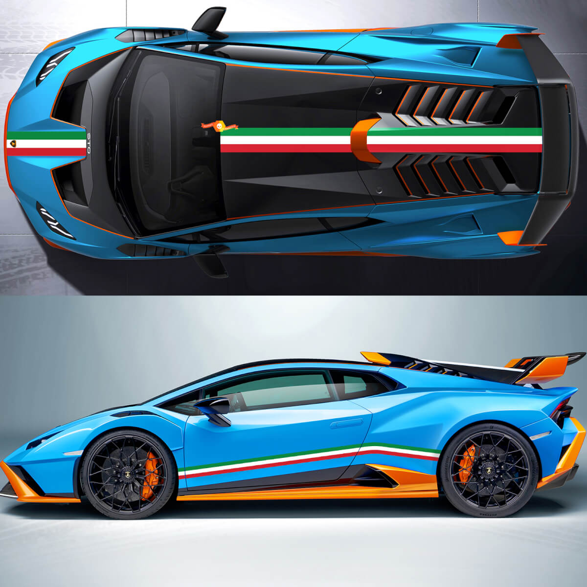 Paire Lamborghini Urus 2021 2022 2023 Frappe italien côté capuche Lignes de toit rayures Graphiques autocollants en vinyle
