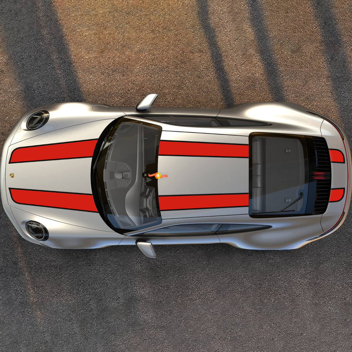 Porsche Carrera Hood Toit Trunk Racing Stripes Seccules Stickers Graphiques
