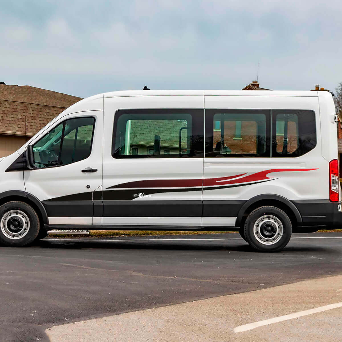 Autocollant vinyle graphique bandes latérales à dégradé de flamme pour porte Musclecar Transit