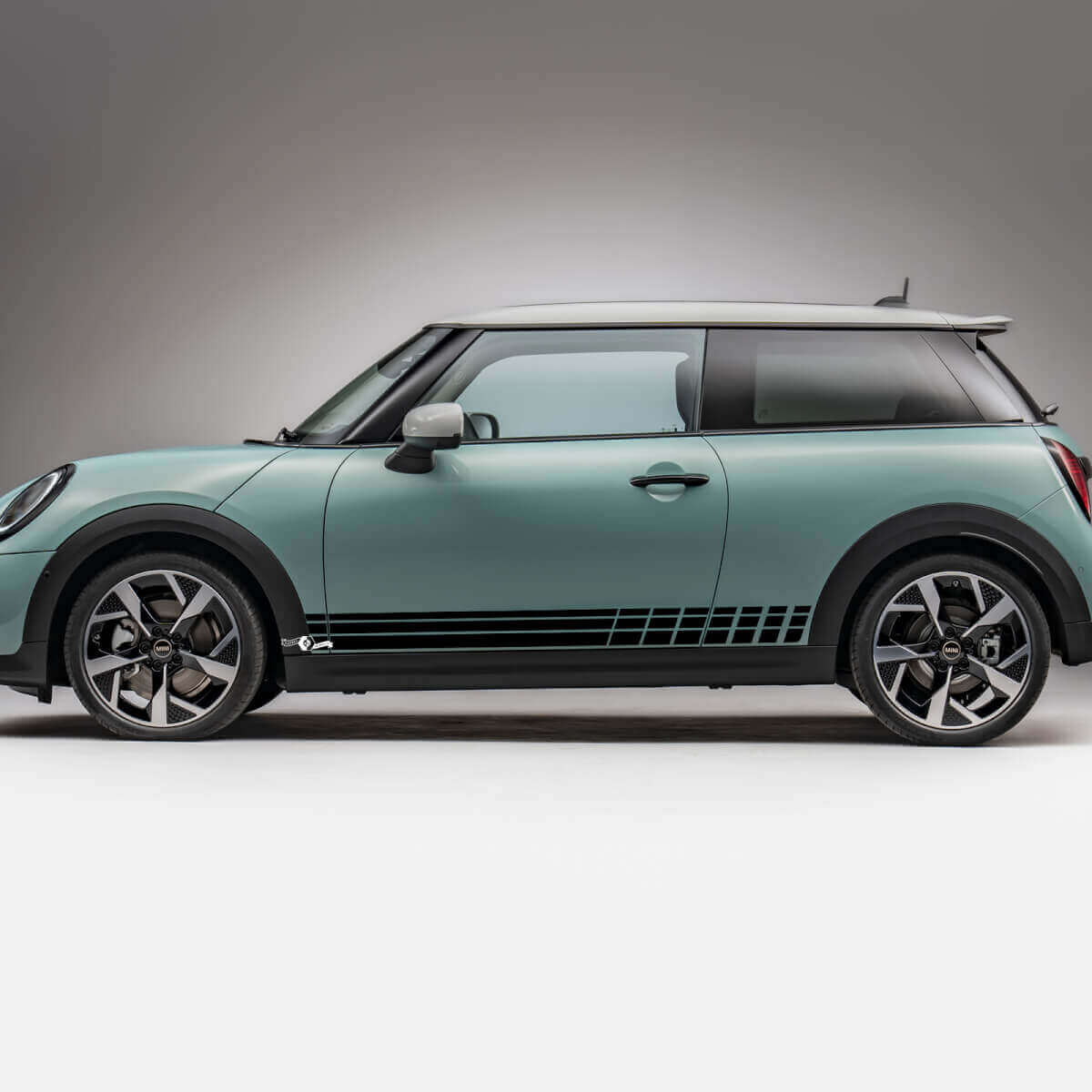 Autocollant graphique à rayures damier latérales pour Mini Cooper S