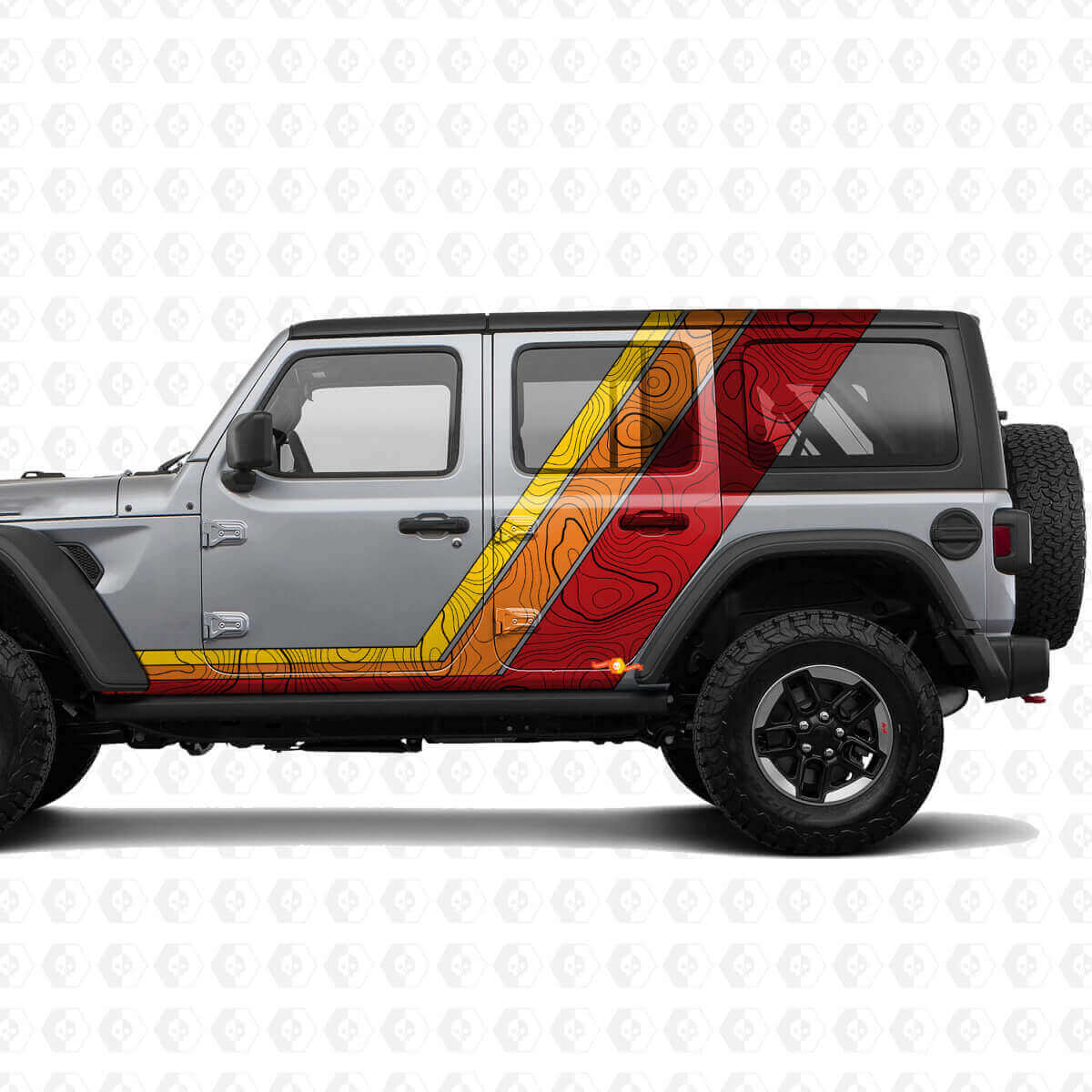 Kit d'autocollants en vinyle bandes latérales et capot carte topographique rétro pour Jeep Wrangler