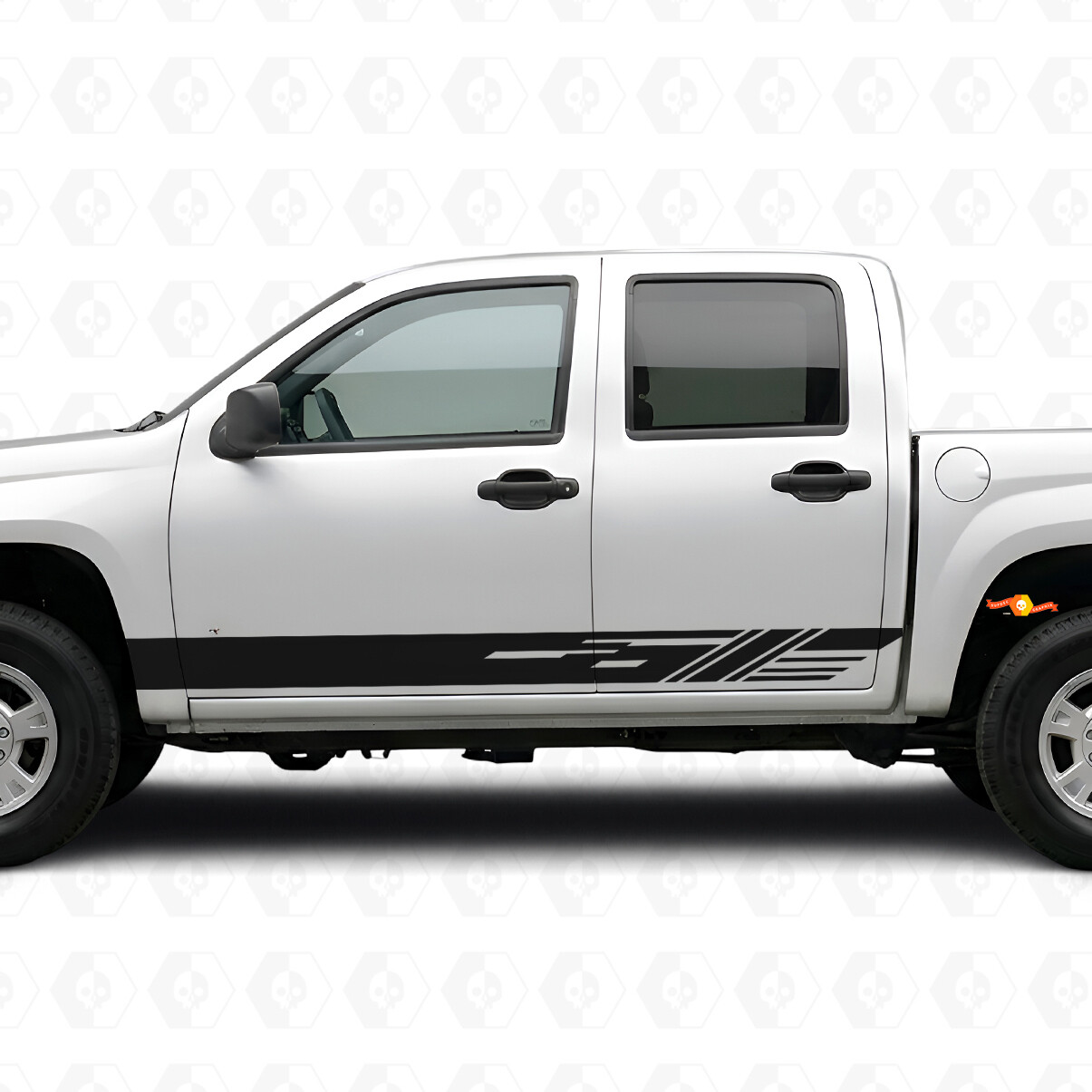 Bandes diagonales en vinyle pour porte et bas de caisse pour Chevrolet Colorado 1ère génération 2004-2012