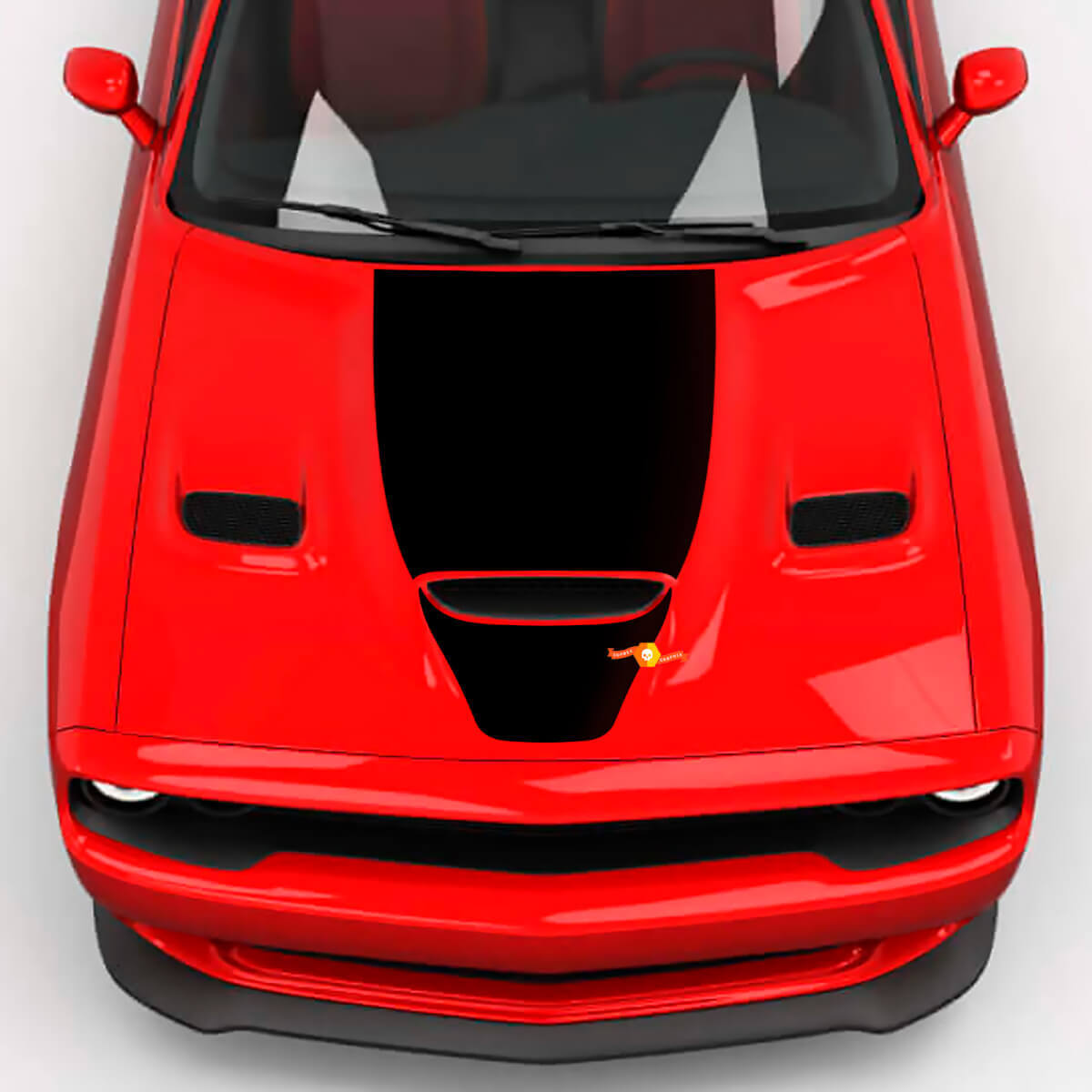 Hood Wrap Central Hemi Hood Blackout Vinyl Decal Sticker pour Dodge Challenger
