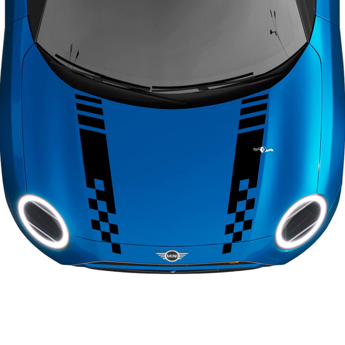 Hood Checkered Racing Stripes Rally Decal Graphics Sticker pour Mini Cooper S
