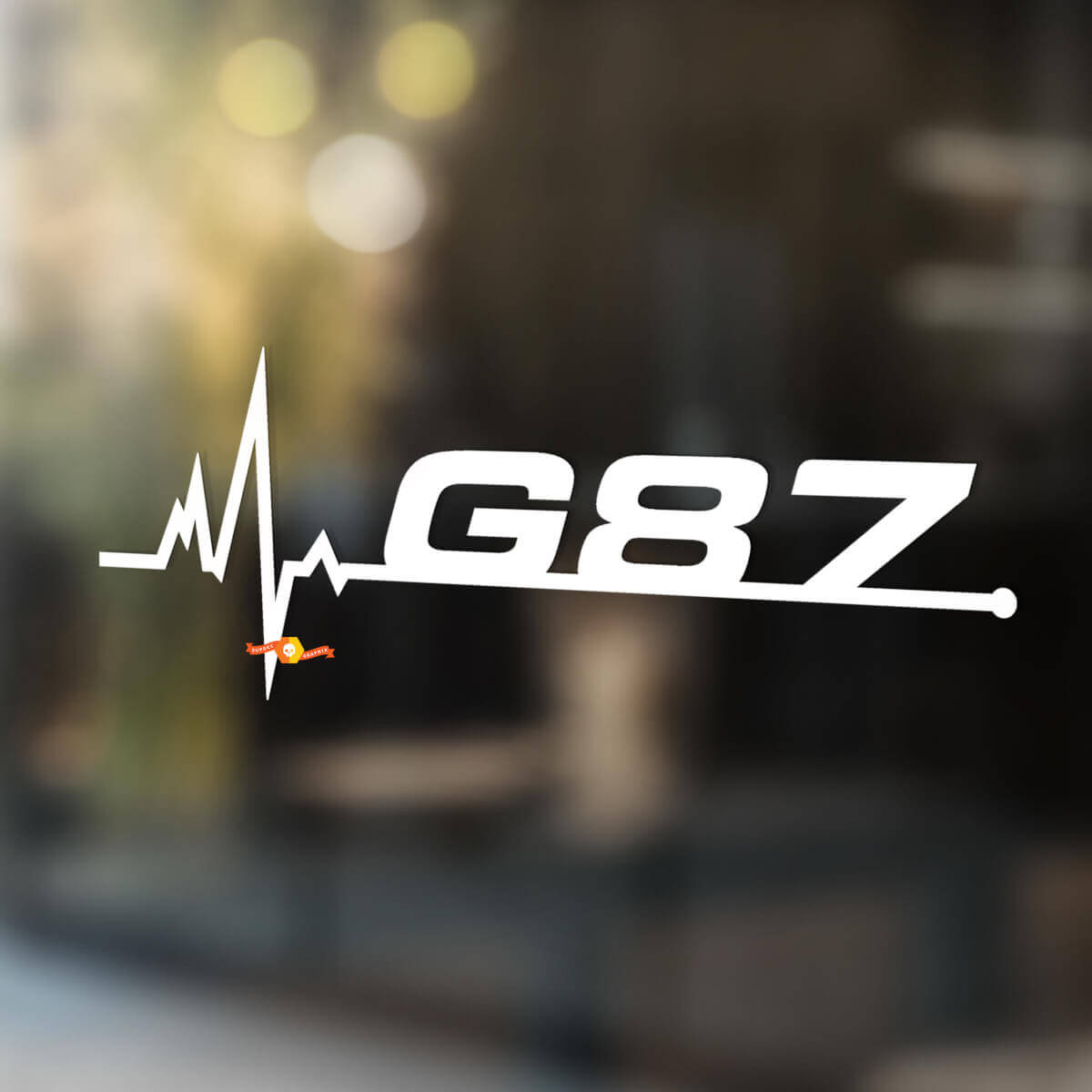 BMW G87 est dans mon graphique d'autocollants de fenêtre d'impulsion du cœur de sang graphique
