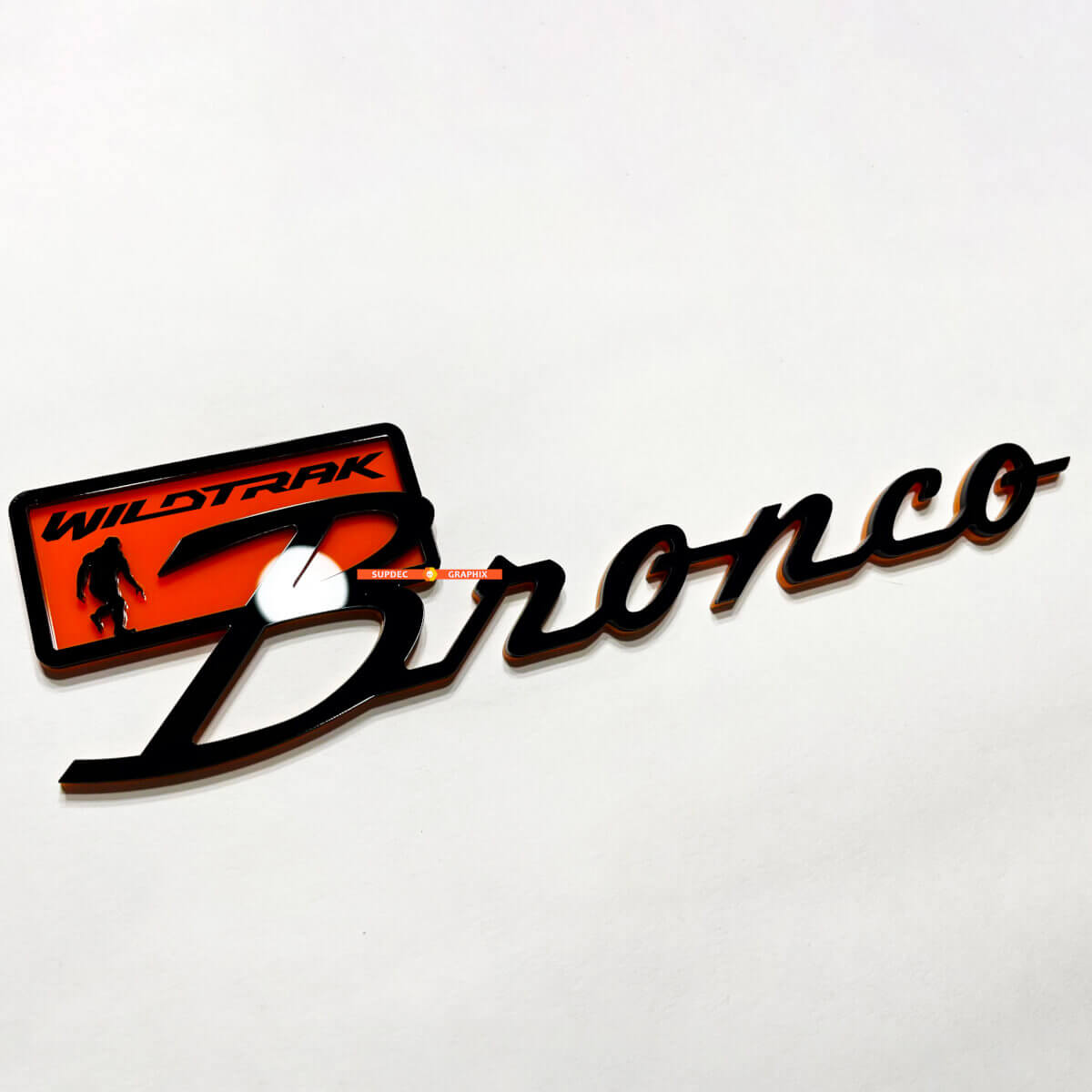 Brronco Wildtrak Fender Badges Tailgate Emblem 3D Badge Black vs Orange
