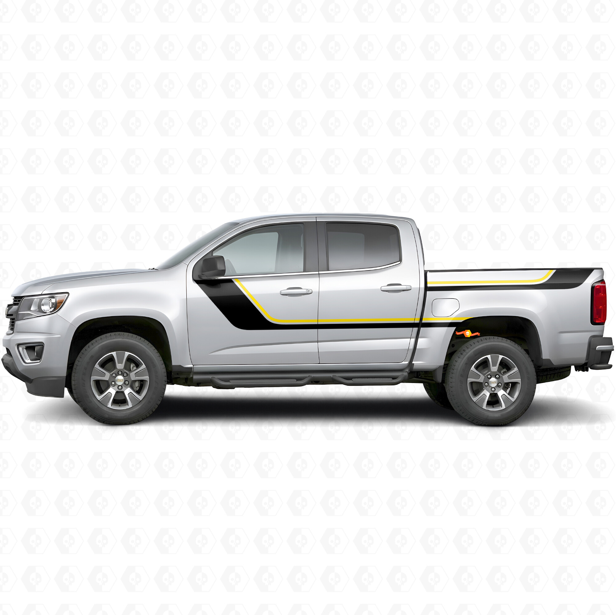Bandeaux vinyle supérieurs en accent balayant la porte et le côté de benne pour Chevrolet Colorado 2e génération 2015-2022