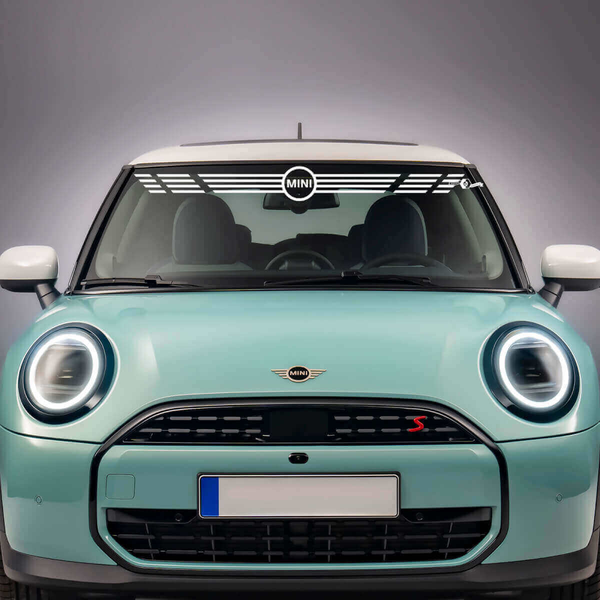 Autocollant Vinyle Rayé avec Logo Mini pour Pare-brise Mini Cooper S