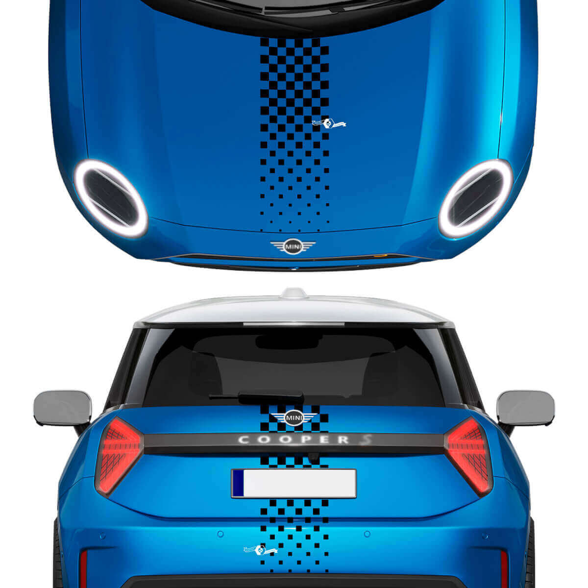 Hotte et bandes à carreaux arrière Mini Cooper Vinyl Graphics Decal Sticker for Mini Cooper
