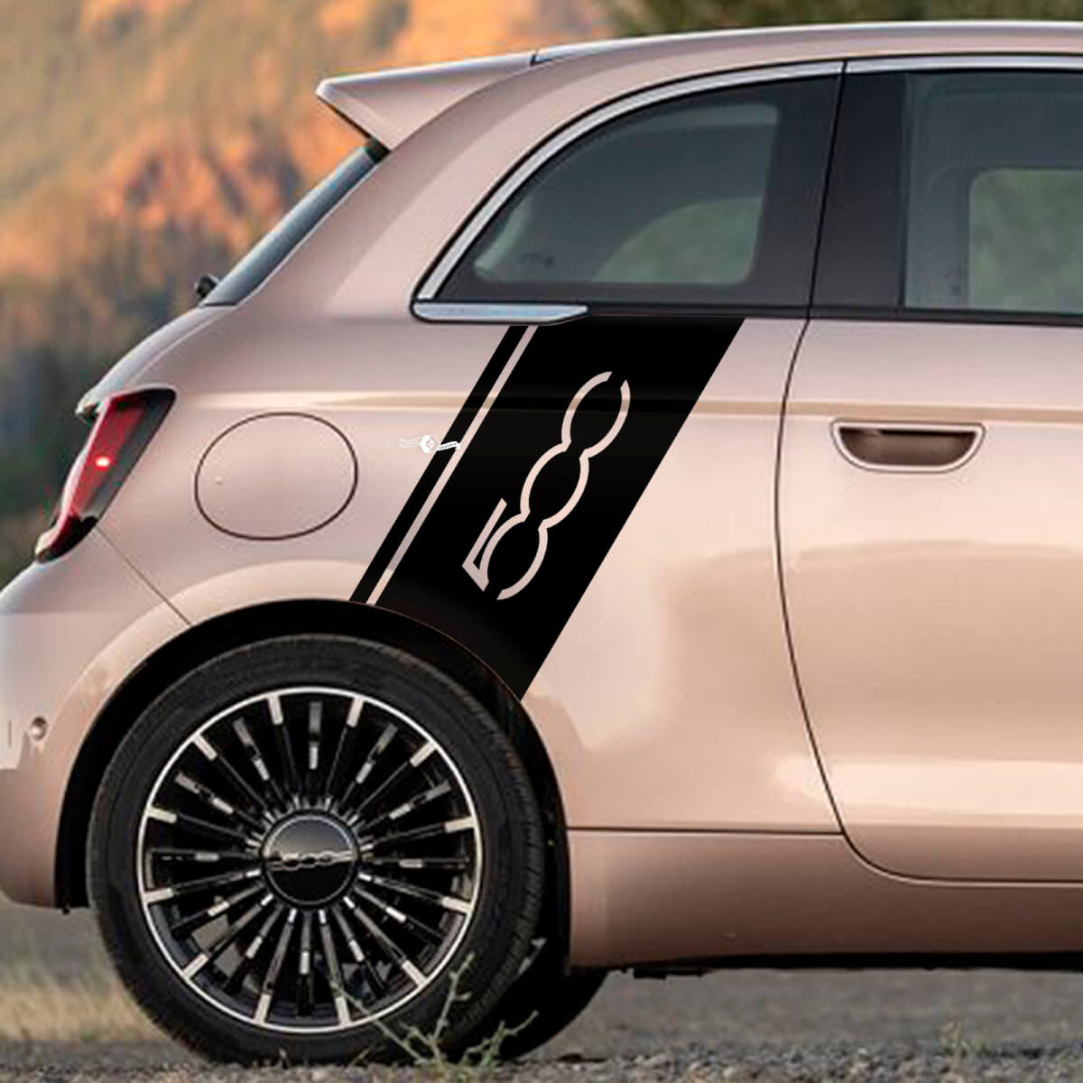 Stripe de frappe arrière arrière Sécale graphiques côté graphiques pour Fiat 500
