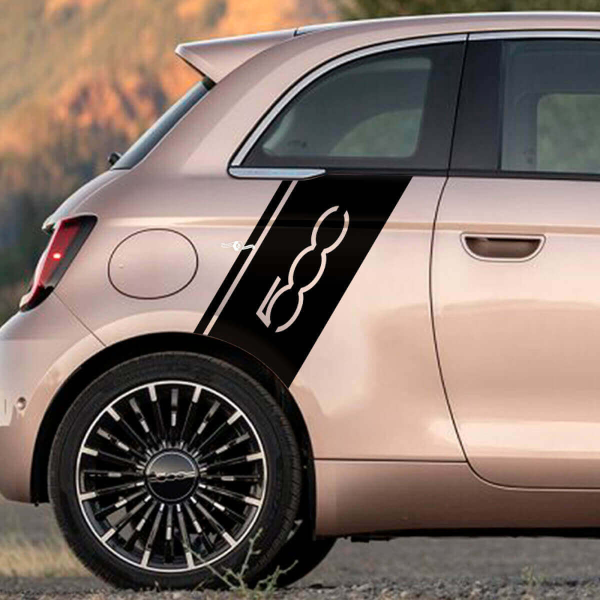 Stripe de frappe arrière arrière Sécale graphiques côté graphiques pour Fiat 500
