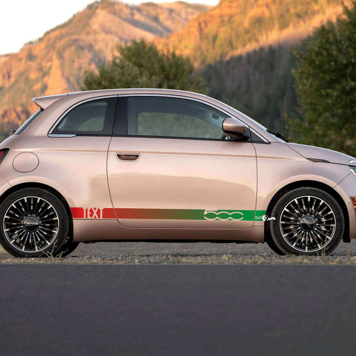Autocollant bande latérale 500 dégradé personnalisée pour Fiat 500