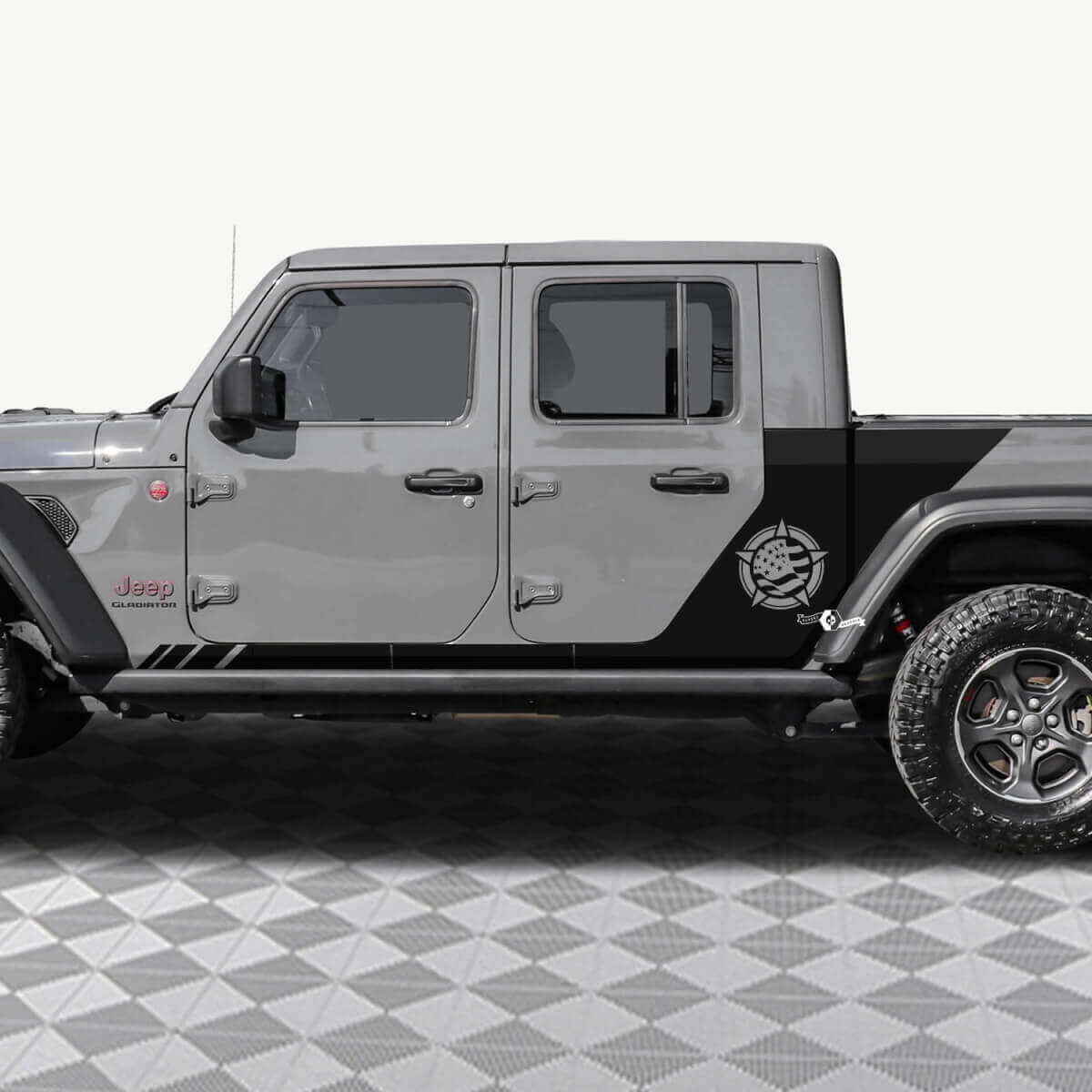 Drapeau étoilé militaire US Autocollant vinyle pour portes arrière Jeep Gladiator 2
