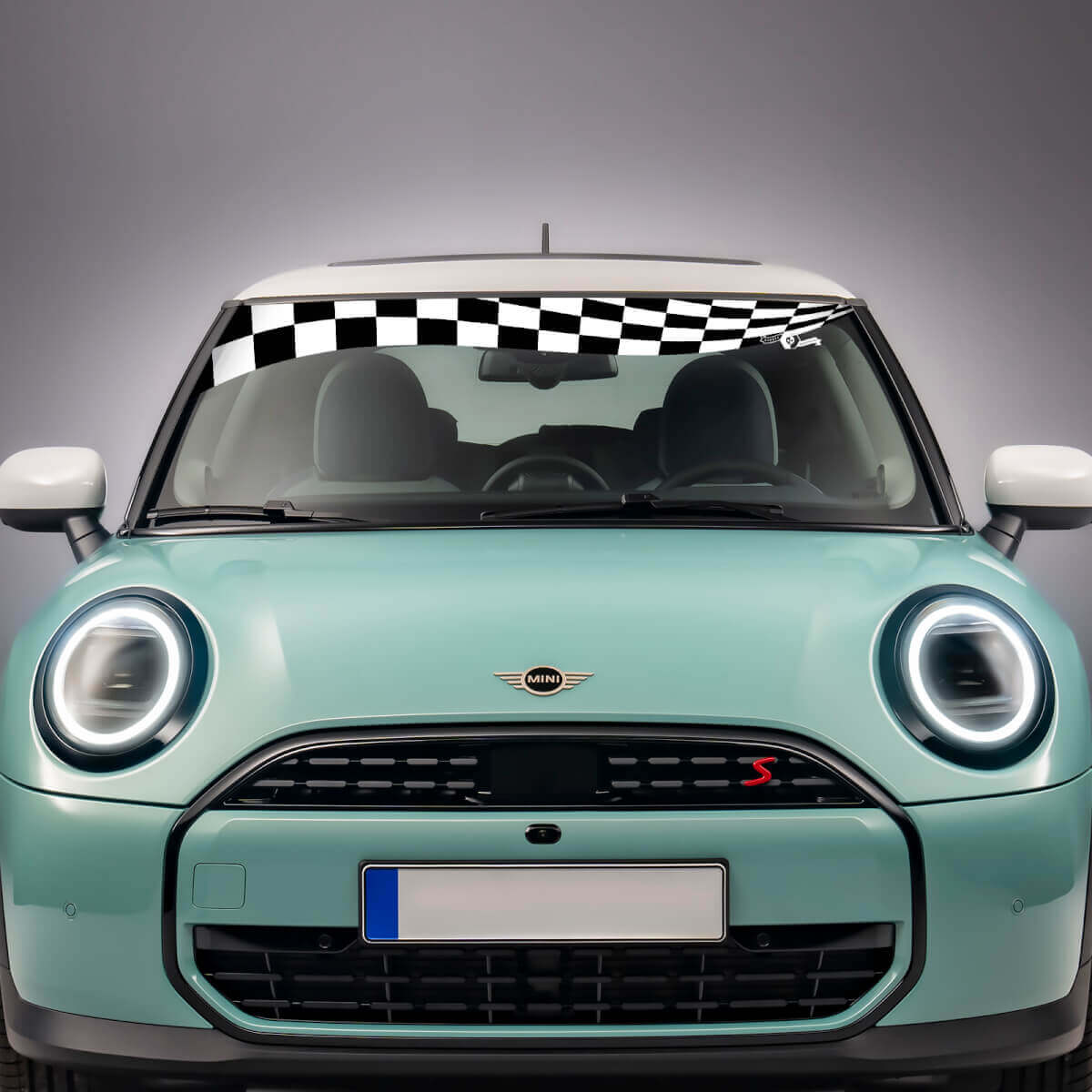 Éclat à carreaux de pare-brise Sticker de décalcomanie graphique en vinyle pour Mini Cooper S
