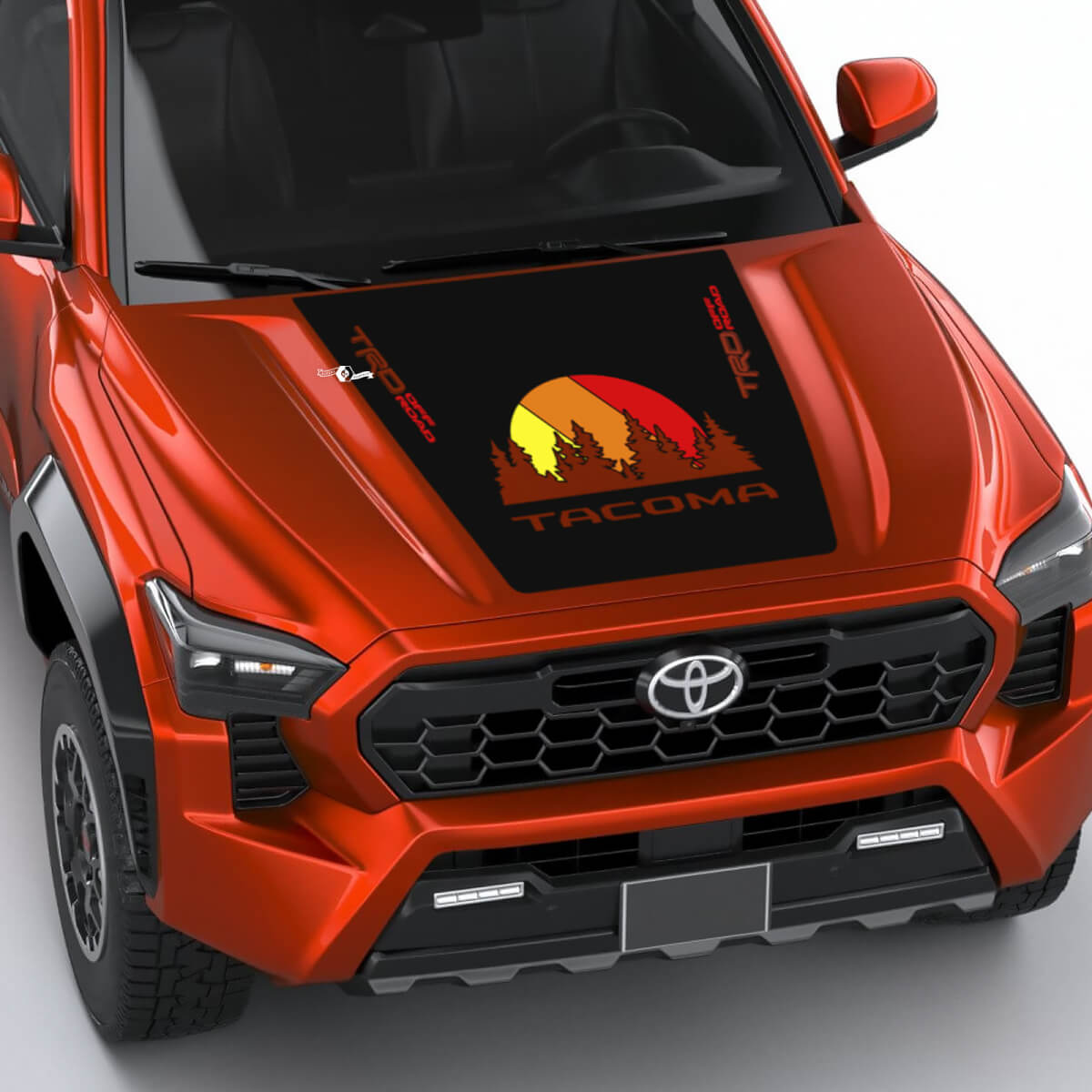 TRD Off Road Vintage Retro Héritage Stripes enveloppement de décalage de capuche pour Toyota Tacoma Quatrième génération
