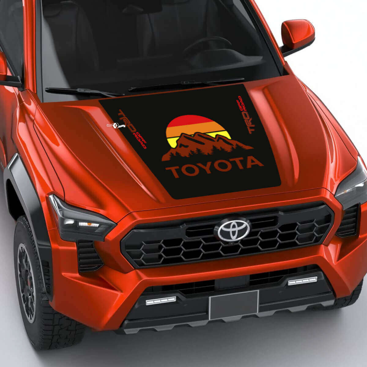 Autocollant de capot TRD Off Road Mountains Vintage Retro Heritage Stripes Wrap pour Toyota Tacoma 4e génération
