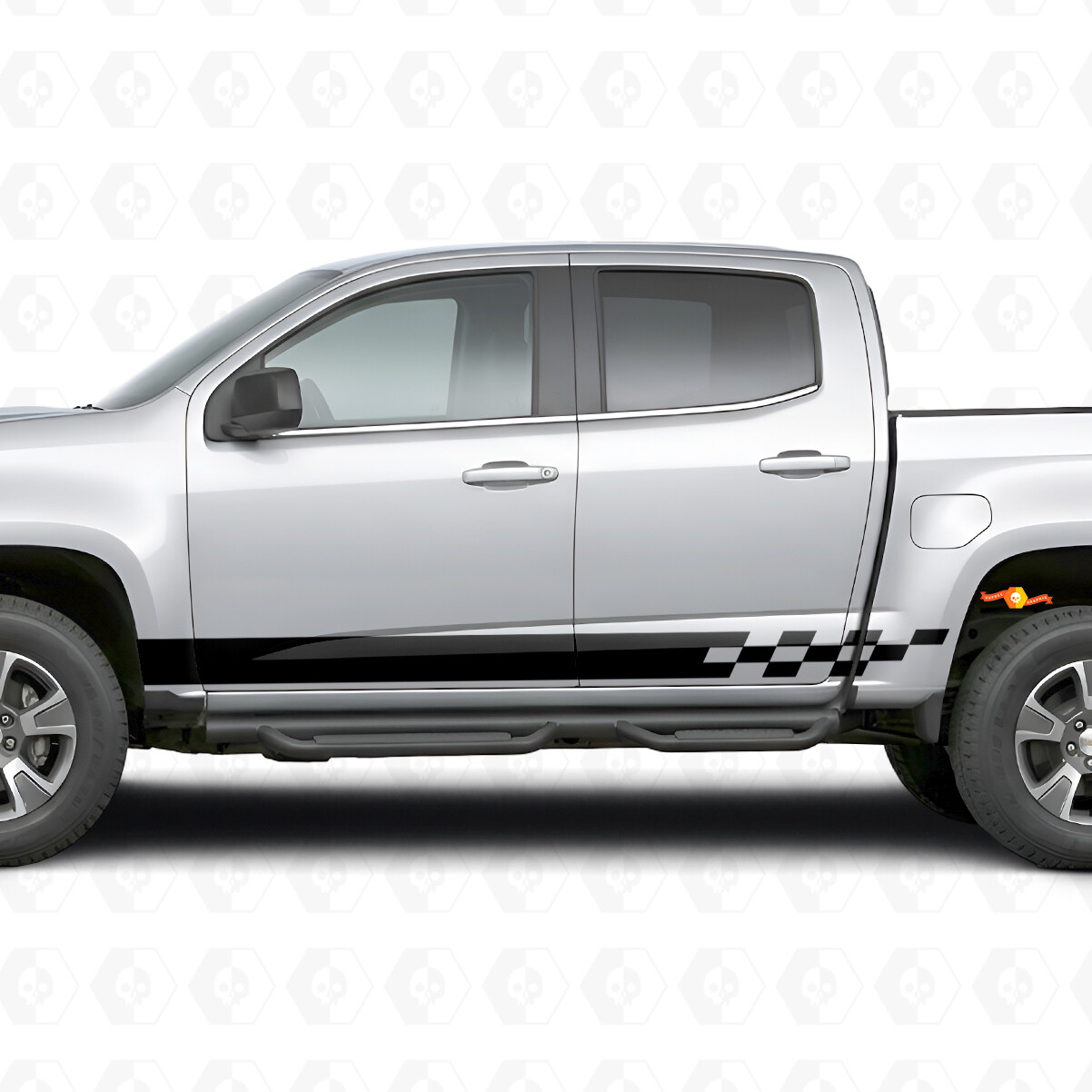Bandelettes Vinyle à Damier Lightning pour Porte et Bas de Porte Chevrolet Colorado 2e Gén 2015-2022