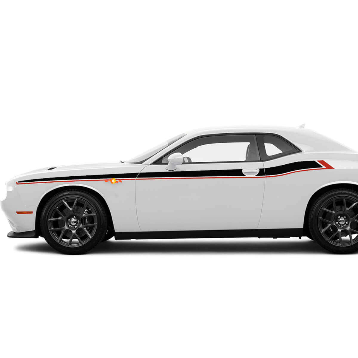 Deux bandes d'accent latérales de deux couleurs Autocollants Décalcomanies pour Dodge Challenger
