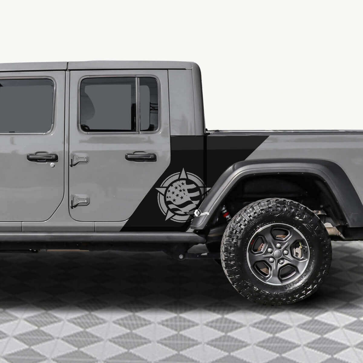 Décalcomanie vinyle pour portes arrière latérales avec drapeau étoilé militaire américain pour Jeep Gladiator 4.
