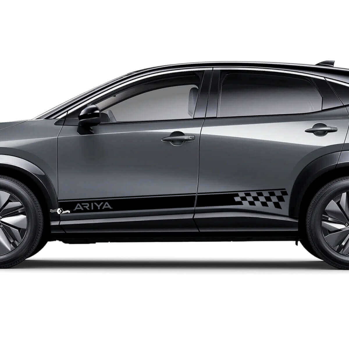 Kit de décalcomanies graphiques avec rayures accentuées à damiers latéraux pour logo de course Nissan ARIYA