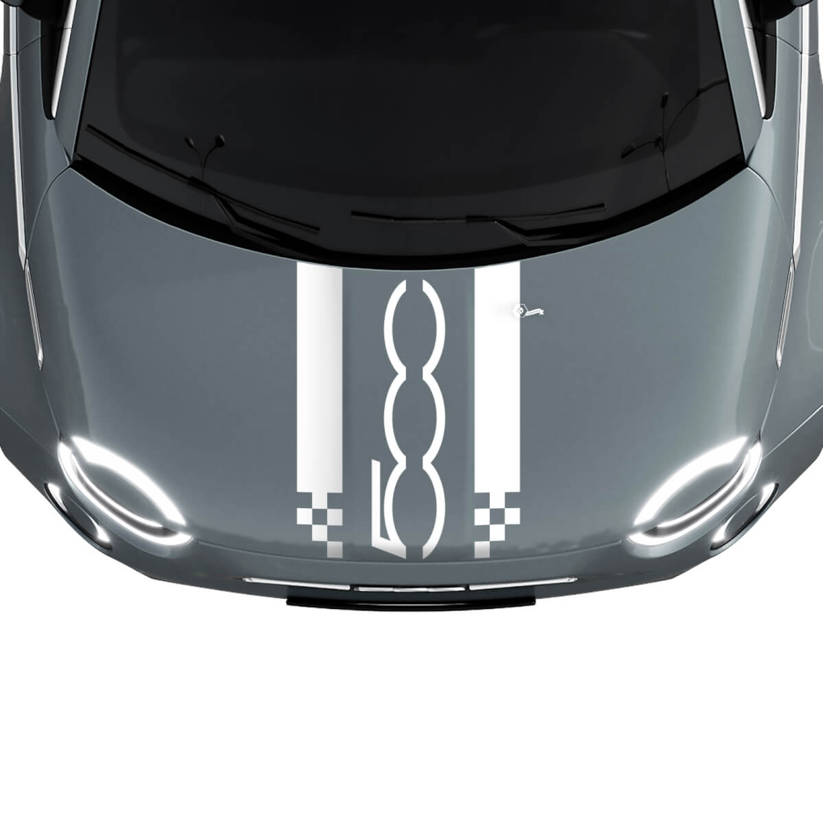 500 Capot Double Bande à Damier Racing Autocollant Sticker Graphique pour Fiat 500
