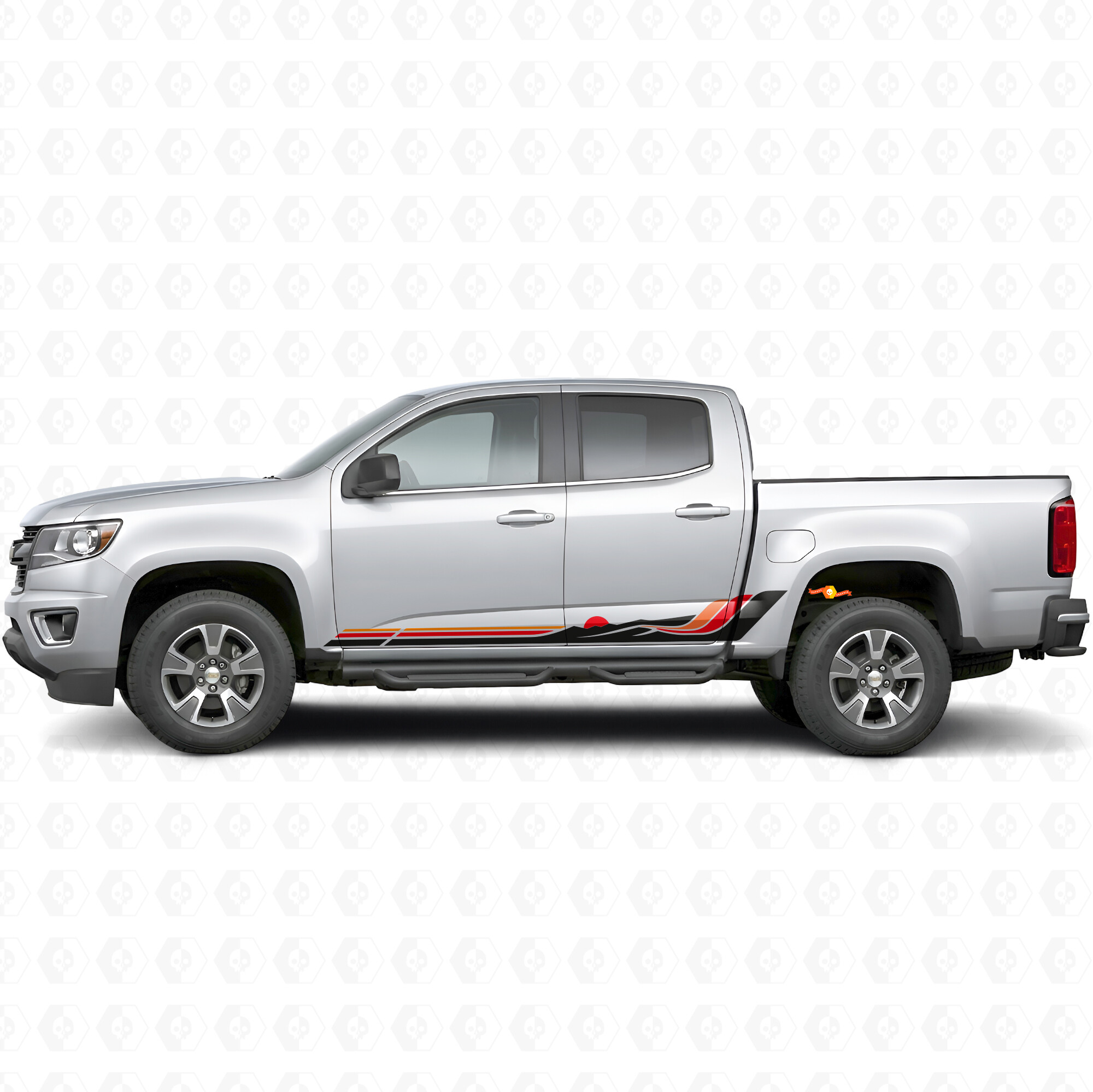Bandes en vinyle rétro vagues montagne pour portes et bas de caisse Chevrolet Colorado 2e génération 2015-2022