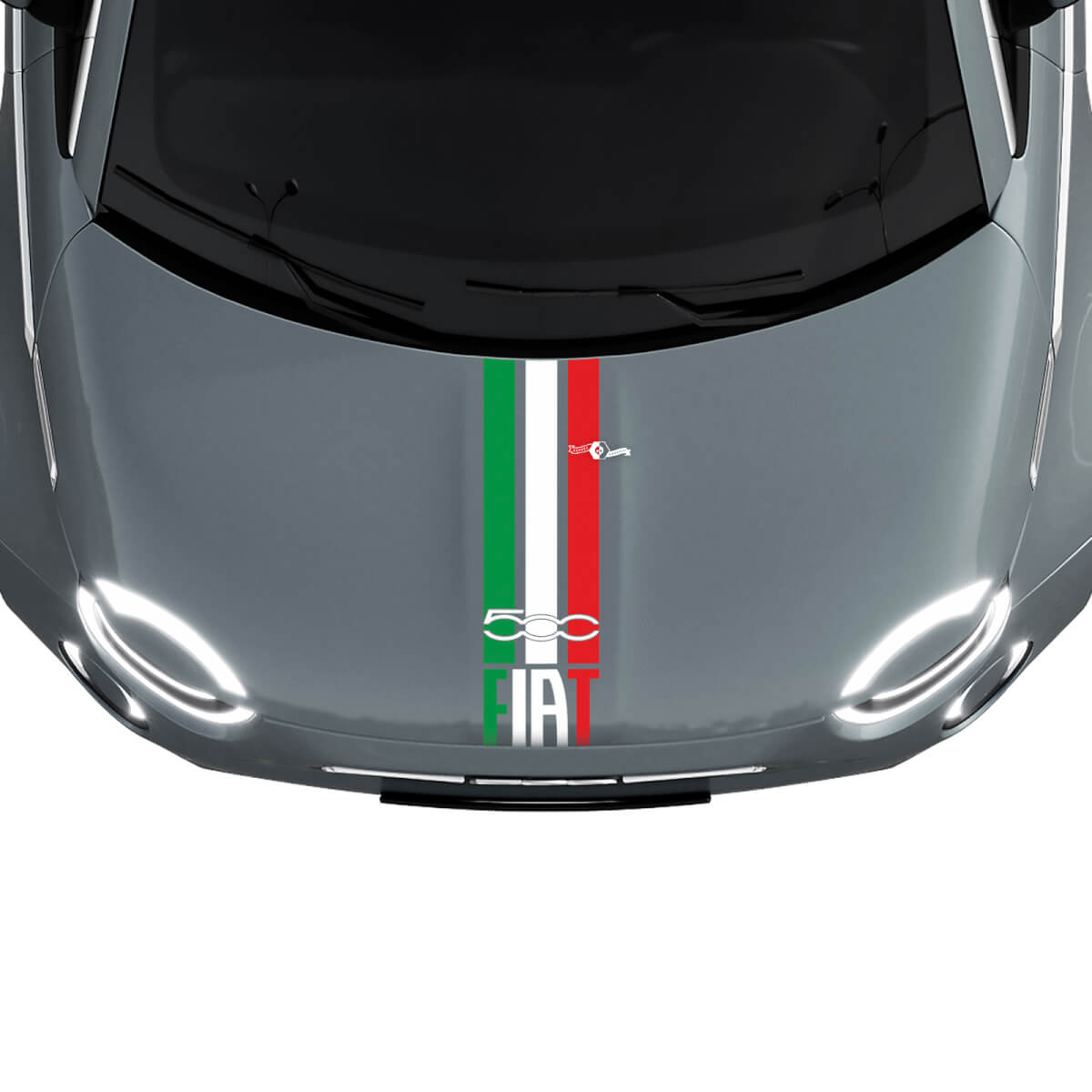 Bandes tricolores Italie Autocollant de capot à rayures pour Fiat 500
