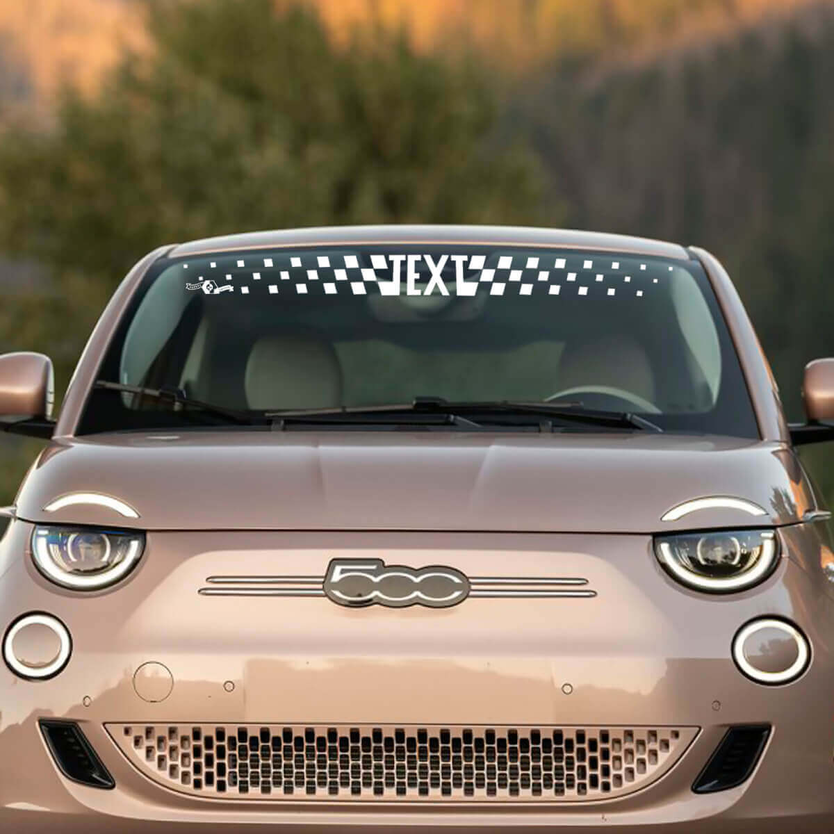 Bande à damier personnalisée pour pare-brise avant pour Fiat 500