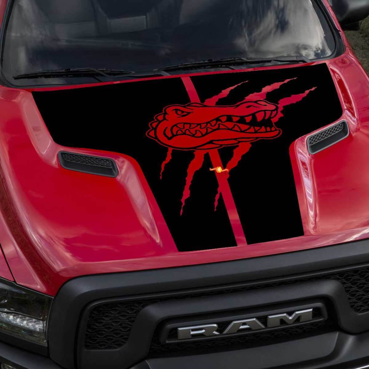 Autocollant en vinyle Serre de crocodile pour capot Dodge Ram Rebel