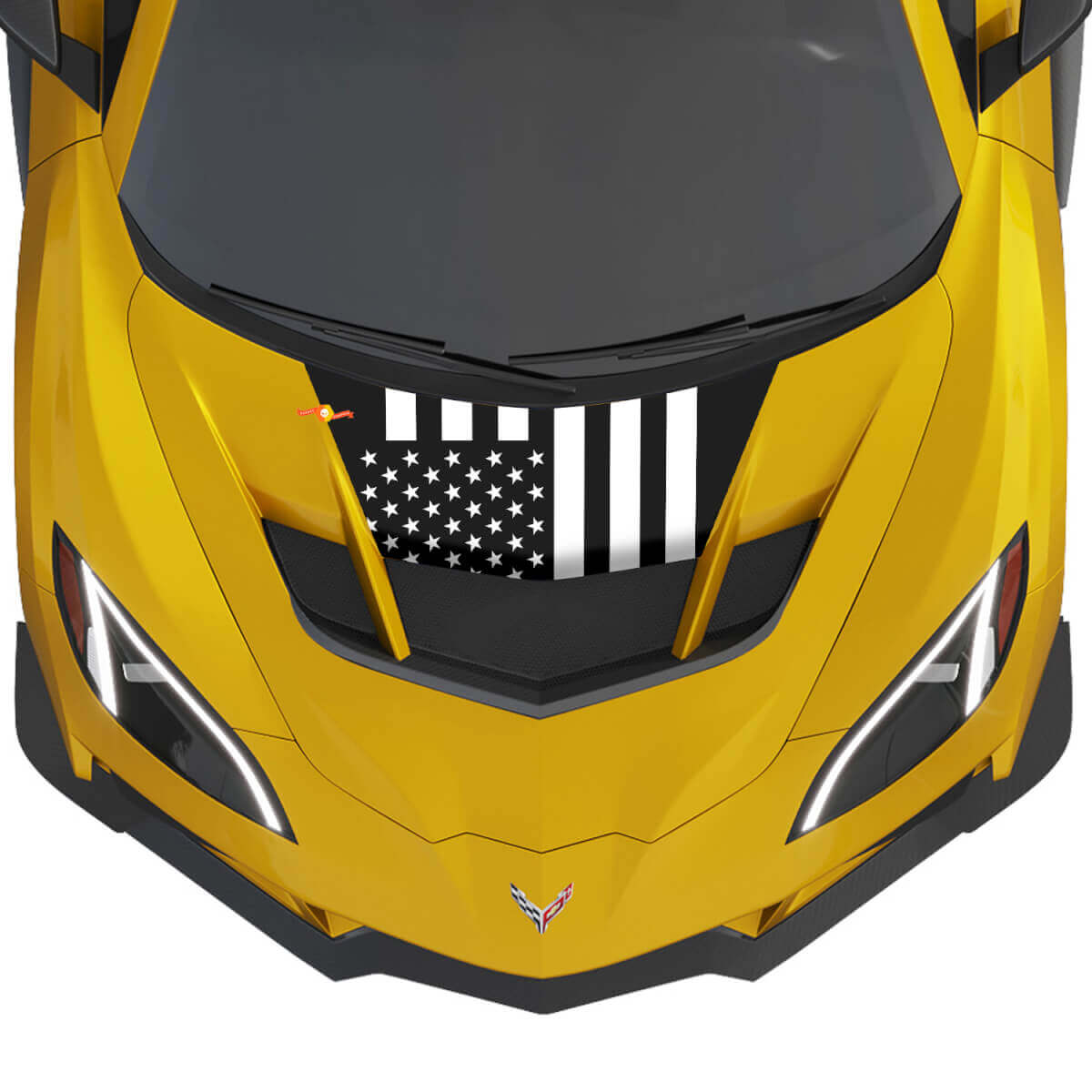 Drapeau américain Capot Autocollant Vinyle 2 couleurs pour Chevy Chevrolet Corvette zr1
