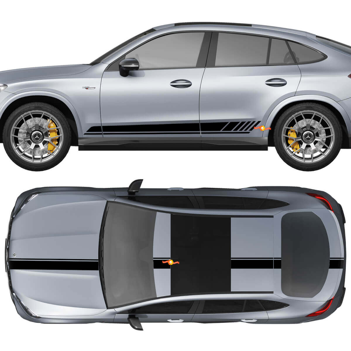 Kit complet d'autocollants vinyle bandes de course pour Mercedes-Benz GLC-Class 2018-2023