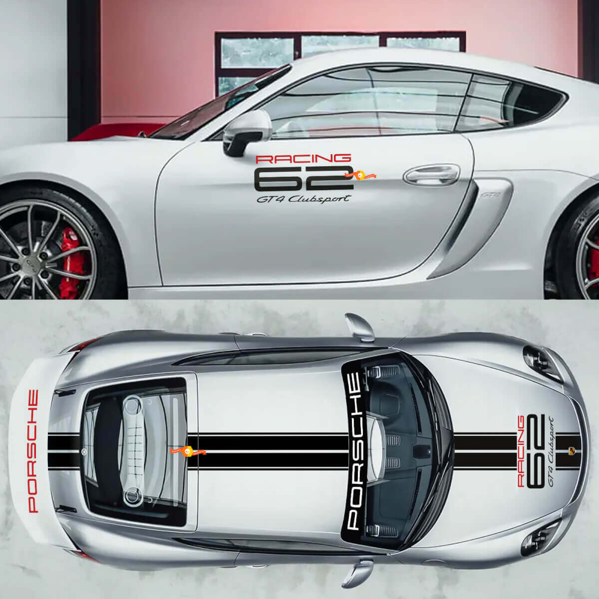 Autocollant vinyle kit complet GT4 Clubsport Racing 62 pour Porsche 718 Cayman