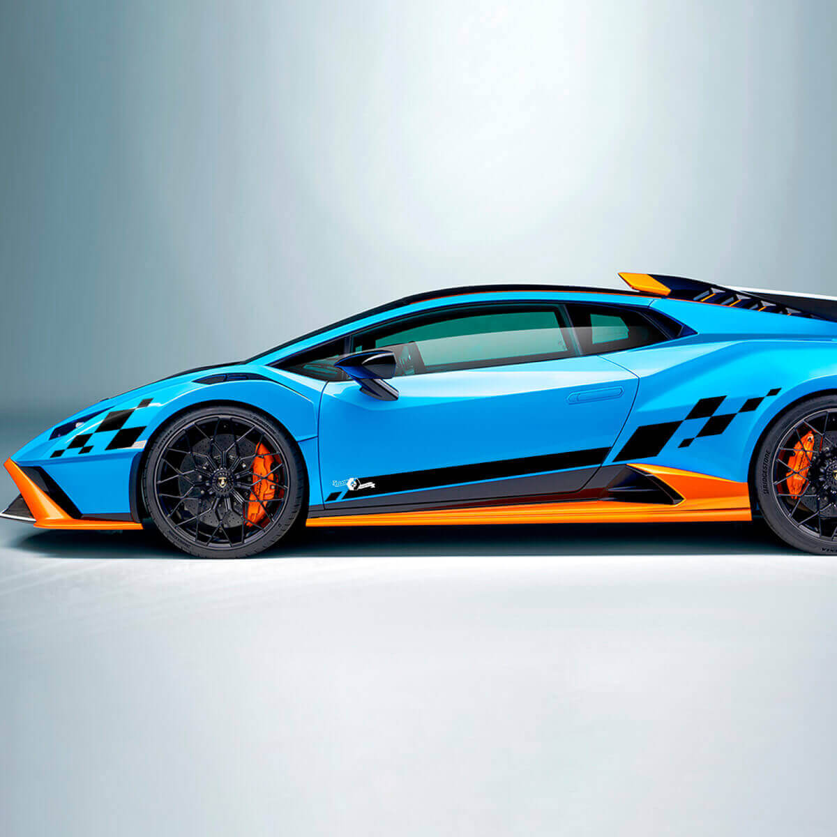 Autocollant en vinyle graphique rayé à damier pour côté de Lamborghini STO