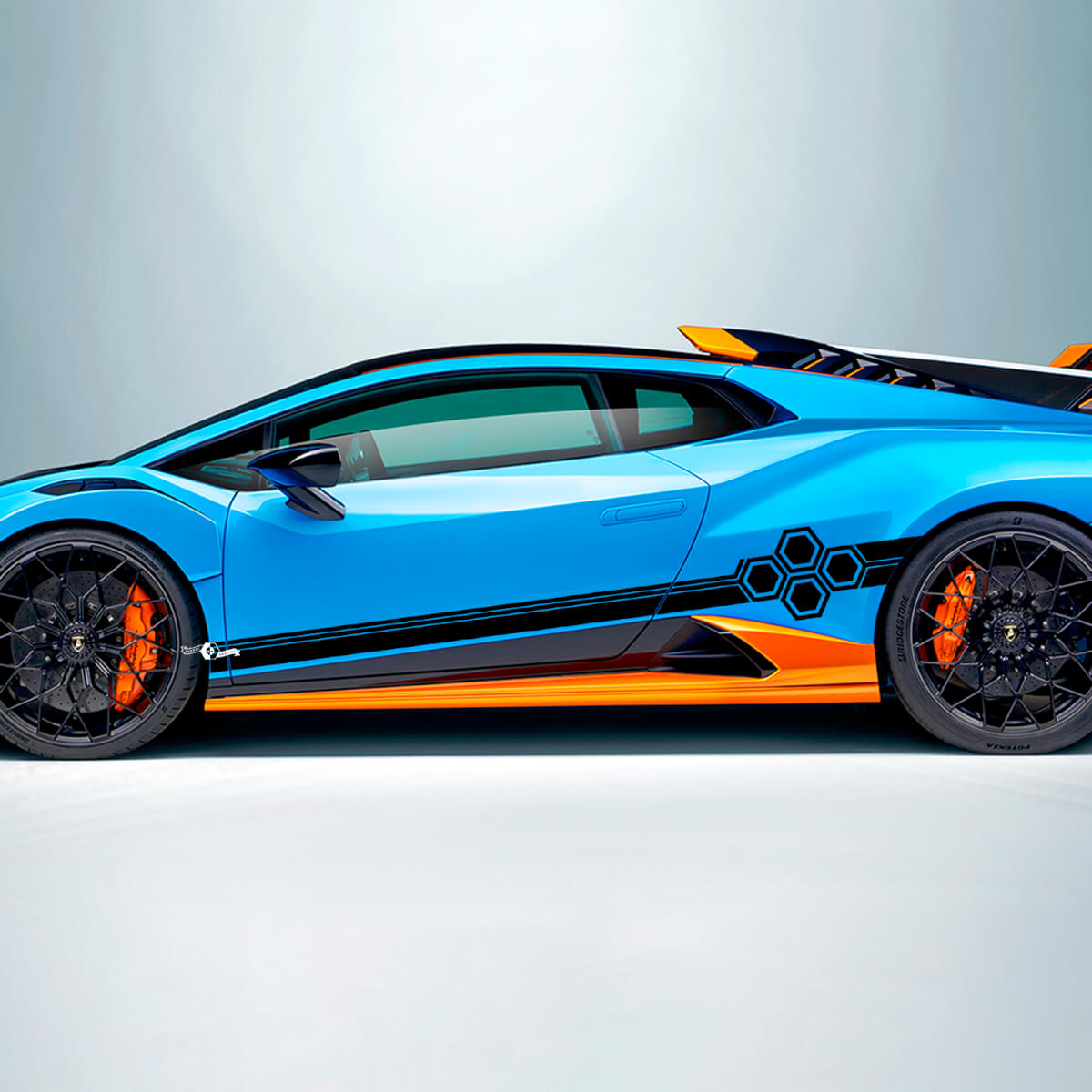 Autocollant en vinyle avec rayures hexagonales pour côté pour Lamborghini STO
