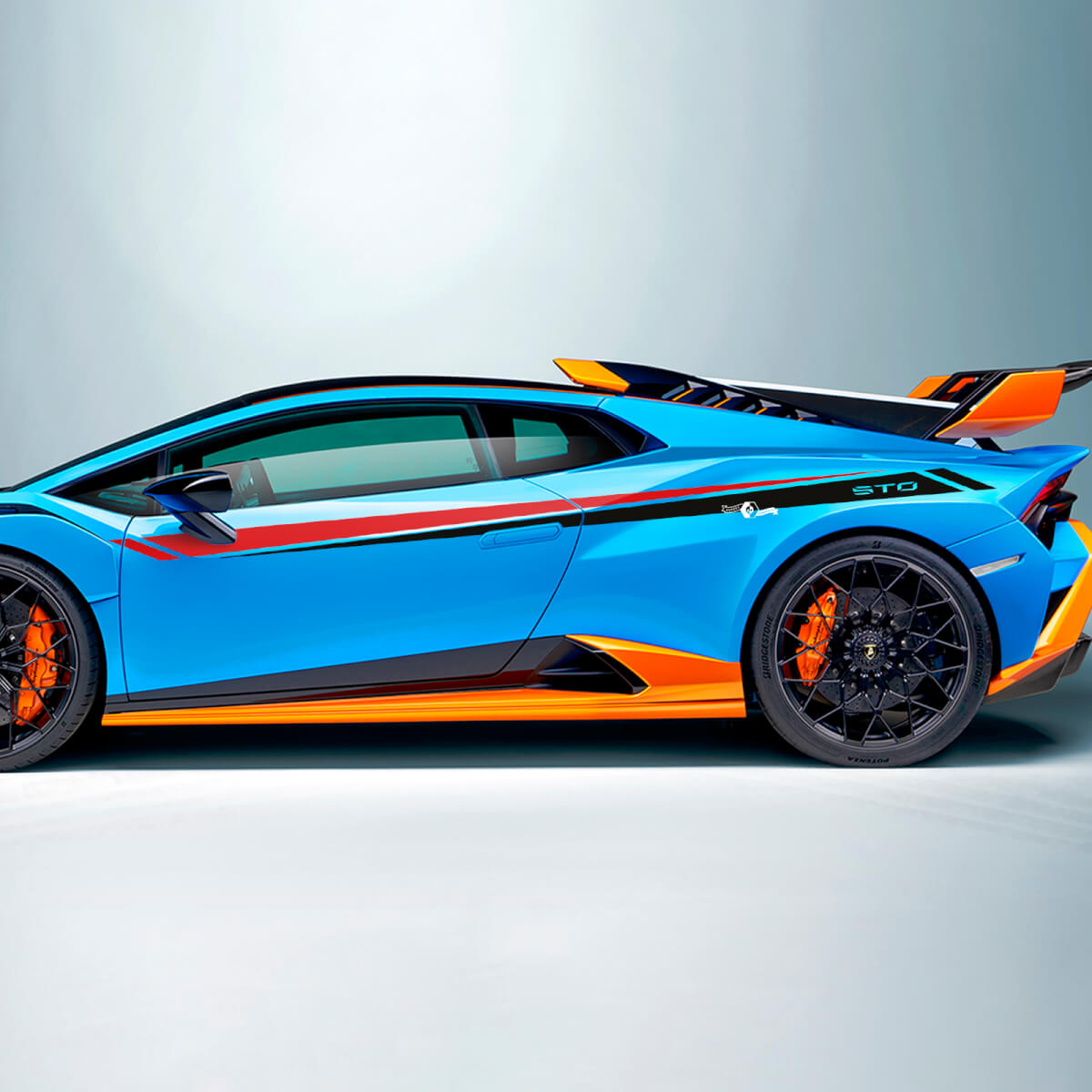 Deux bandes de vinyle latérales de couleur pour autocollant graphique pour Lamborghini STO
