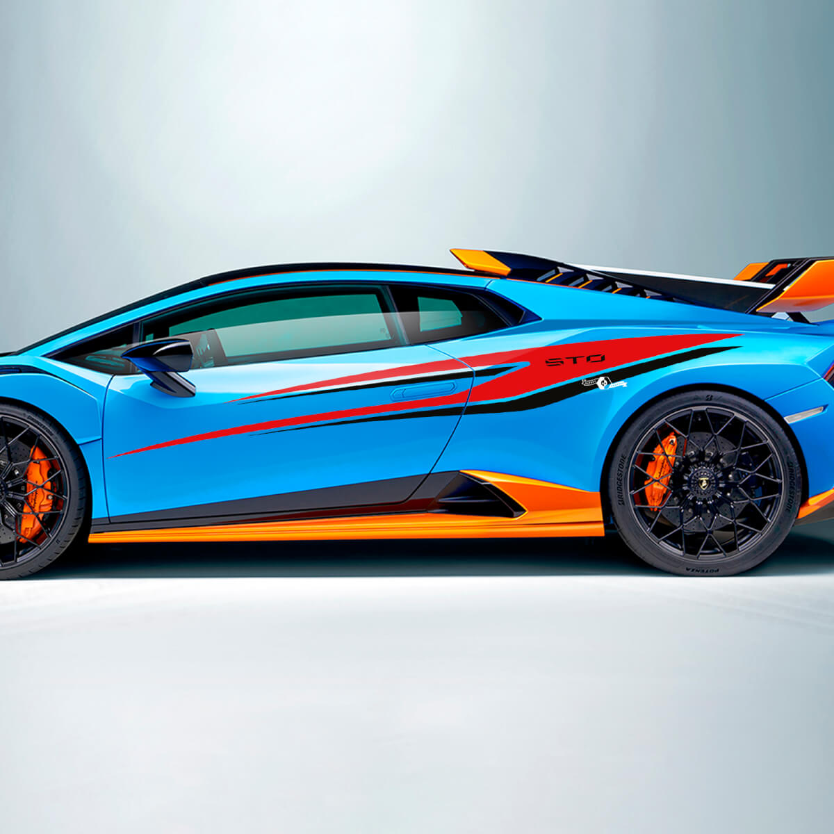 Deux bandes de vinyle latérales de couleur pour autocollant graphique Lamborghini STO

