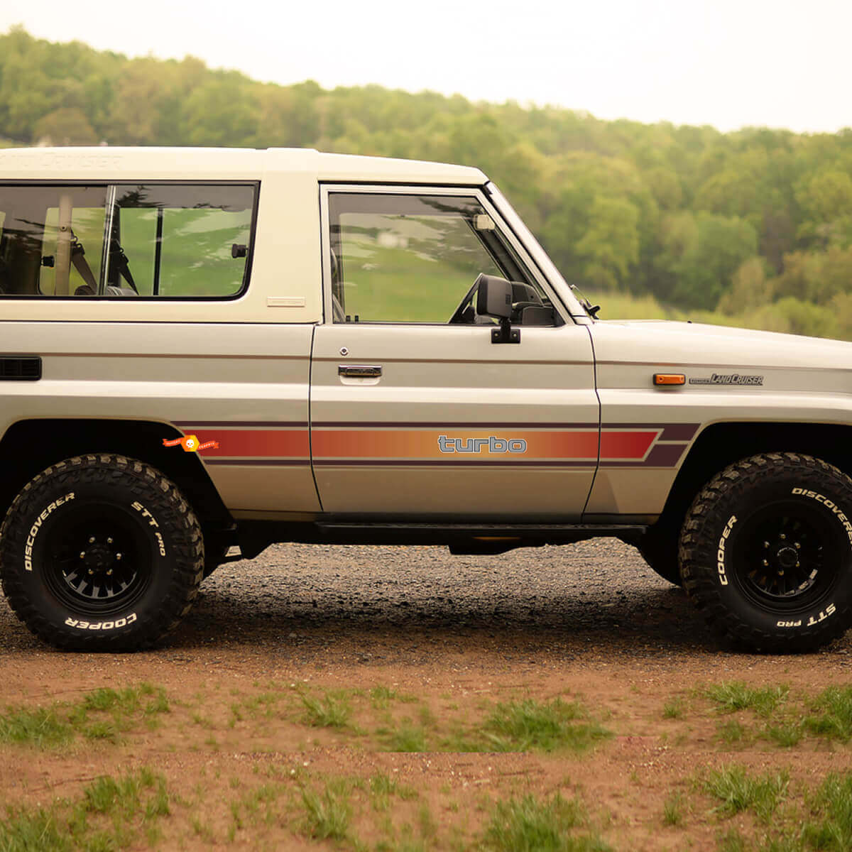 Autocollant de bandes latérales rétro vintage pour Toyota Land Cruiser 1989