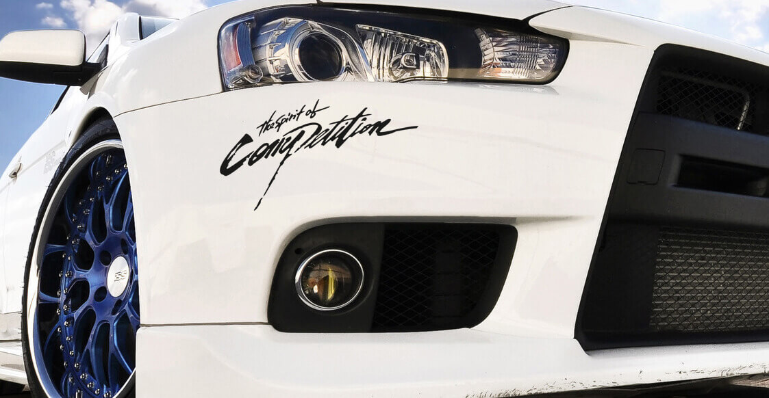 Autocollants en vinyle Spirit of Competition pour ailes avant Mitsubishi Lancer Evolution Evo V-X