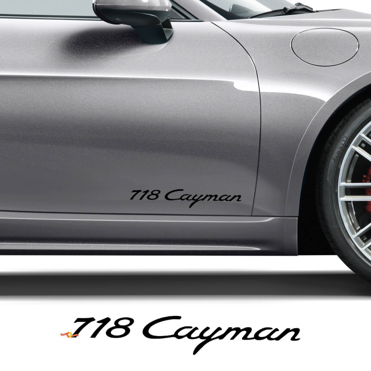 Set d’autocollants en vinyle pour lettrage de marque sur portes latérales Porsche 718 Cayman