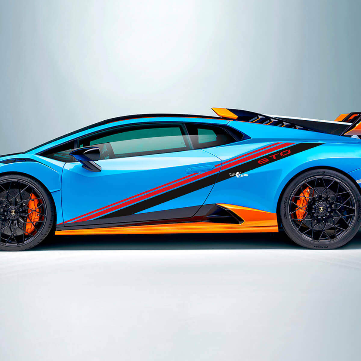 Autocollants vinyle latéraux à bandes en pente de course 2 pour Lamborghini STO