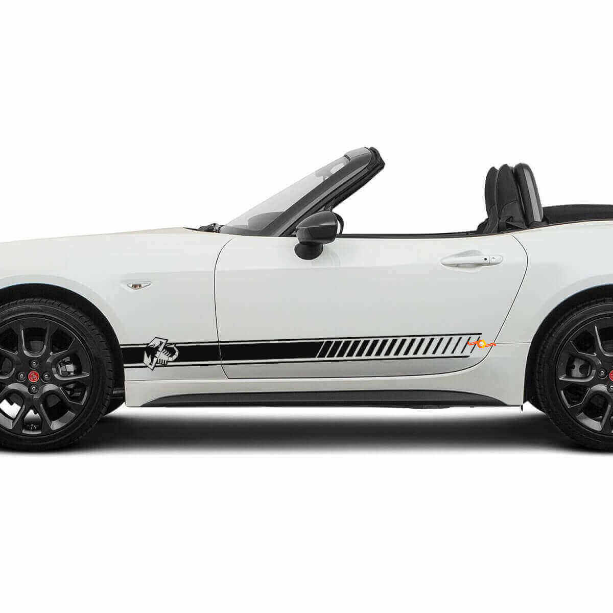 Kit d'autocollants en vinyle à bandes latérales de course pour Fiat 124 Spider Abarth
