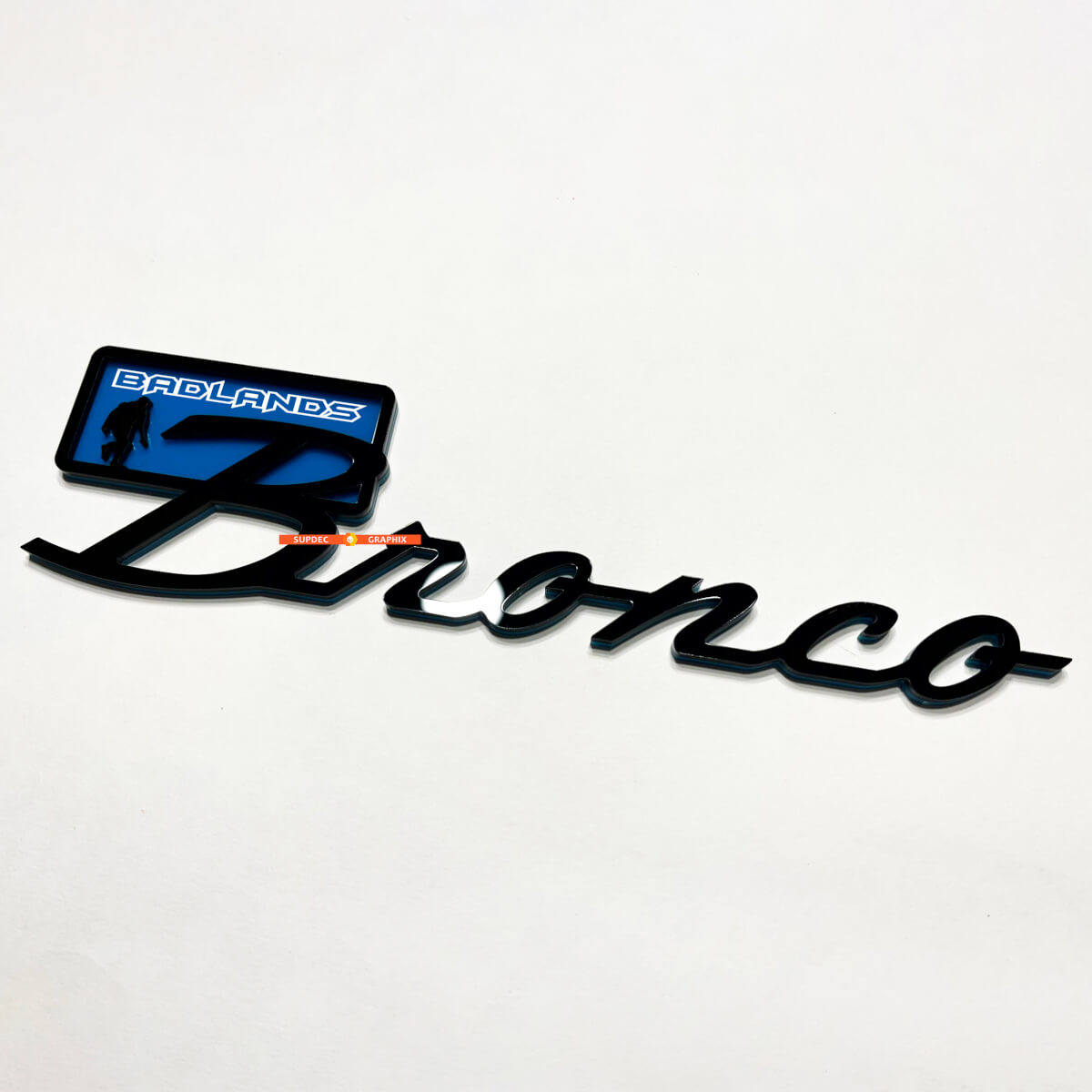 Bronco Badlands Yeti Sasquatch Bigfoot Insignes d'aile Emblème de hayon Badge 3D Noir vs Bleu
