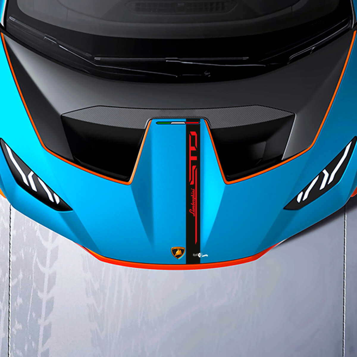 Autocollant graphique en vinyle pour bande de capot de course pour Lamborghini STO
