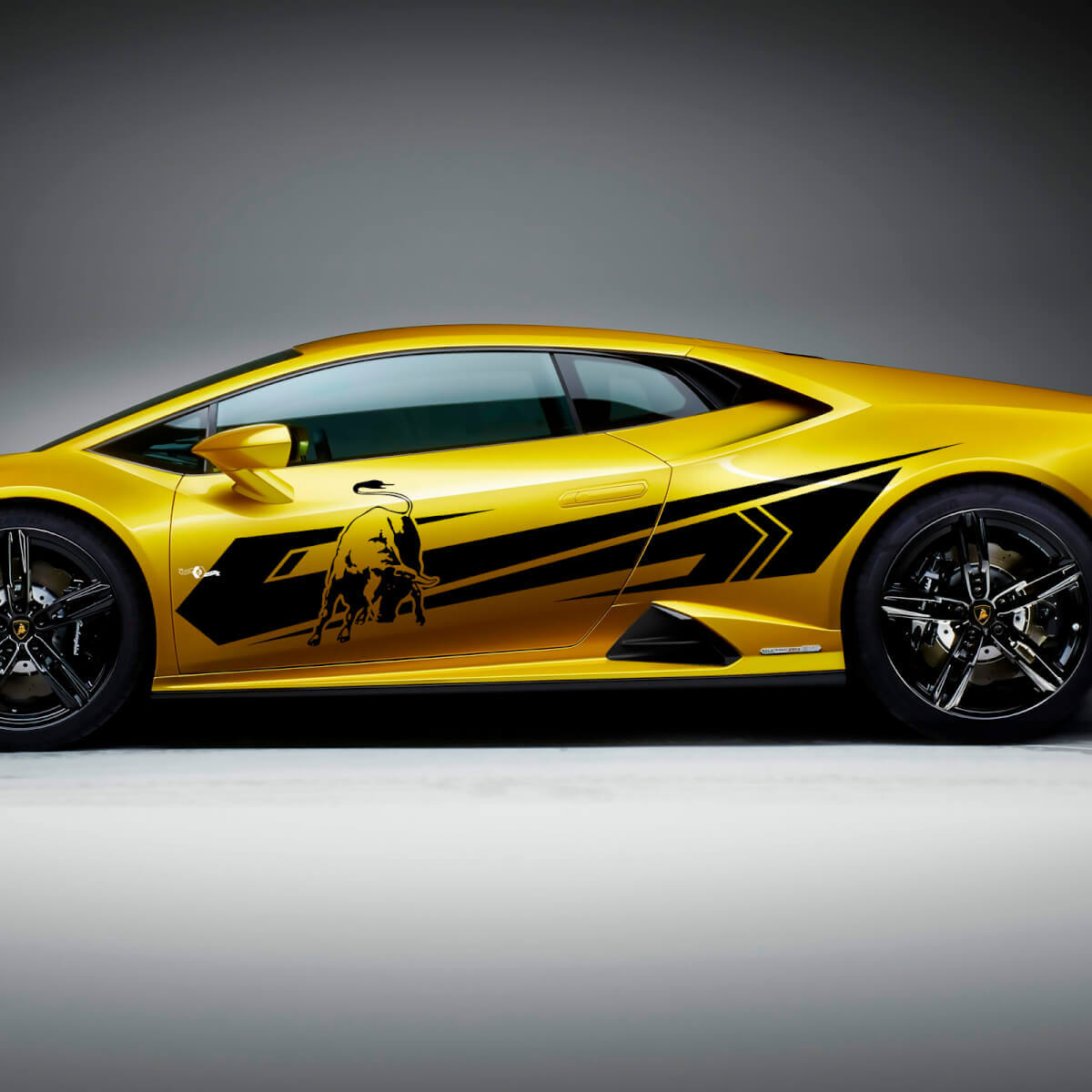 Autocollants en vinyle de course avec bandes latérales Bull pour Lamborghini Huracan Evo
