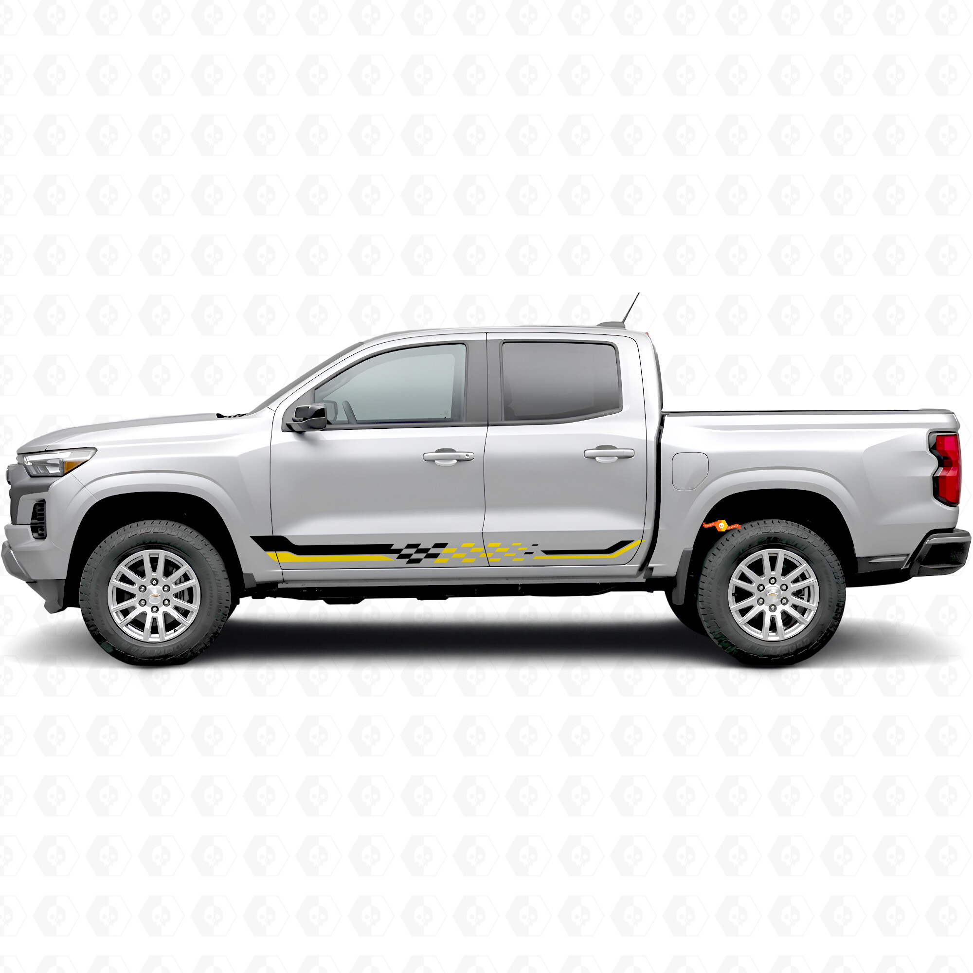 Bandes vinyles de course à damier pour porte et panneau bas de caisse pour Chevrolet Colorado 3ème génération 2023-2026