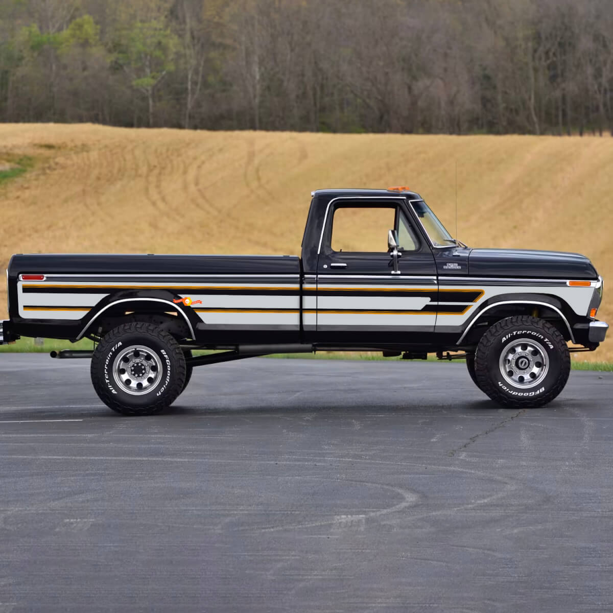 Décalque vinyle rétro vintage latéral adapté à Ford F-150 Ranger Lariat de 1978
