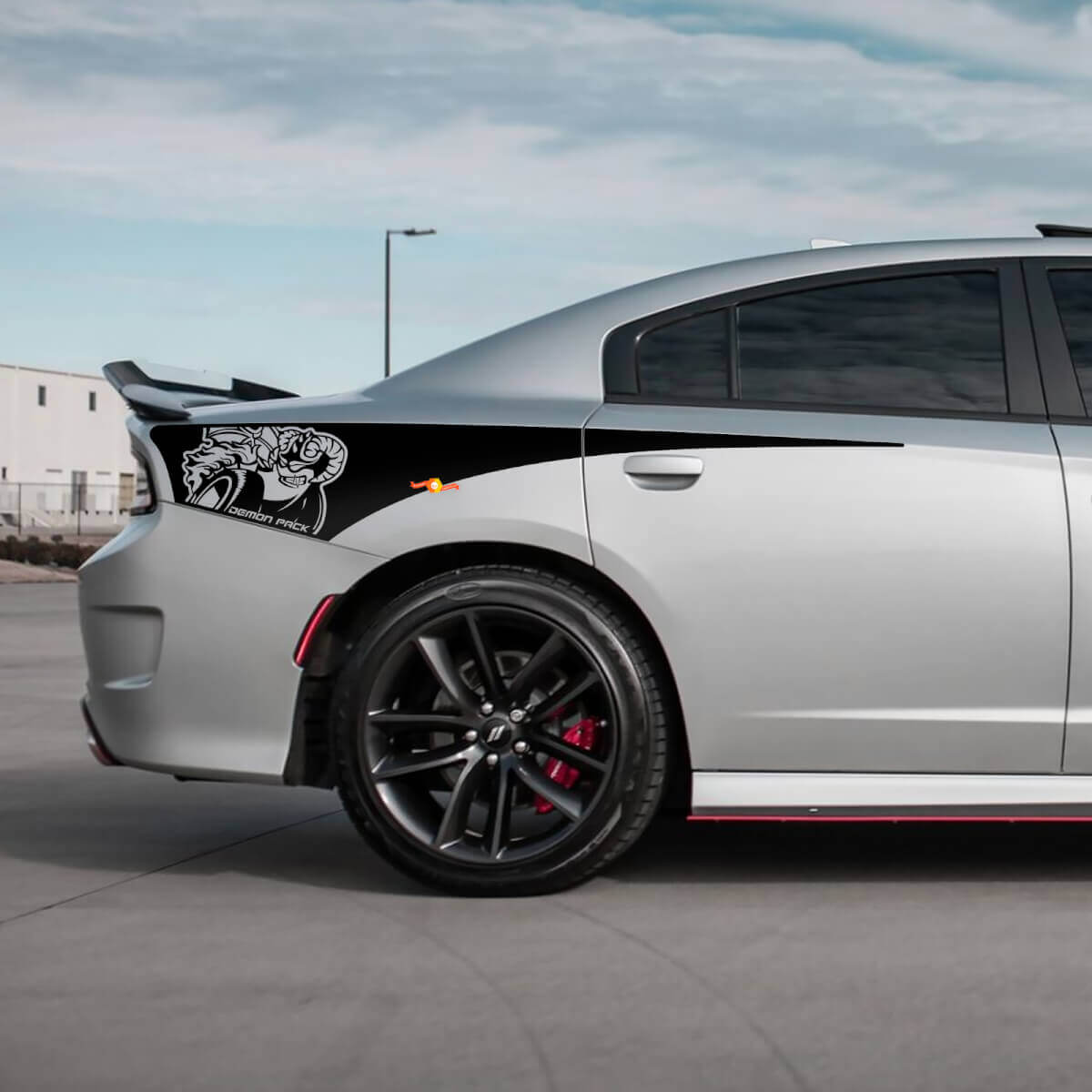 Décalcomanie en vinyle pour bande latérale arrière du quart arrière Demon Scat Pack pour Dodge Charger
