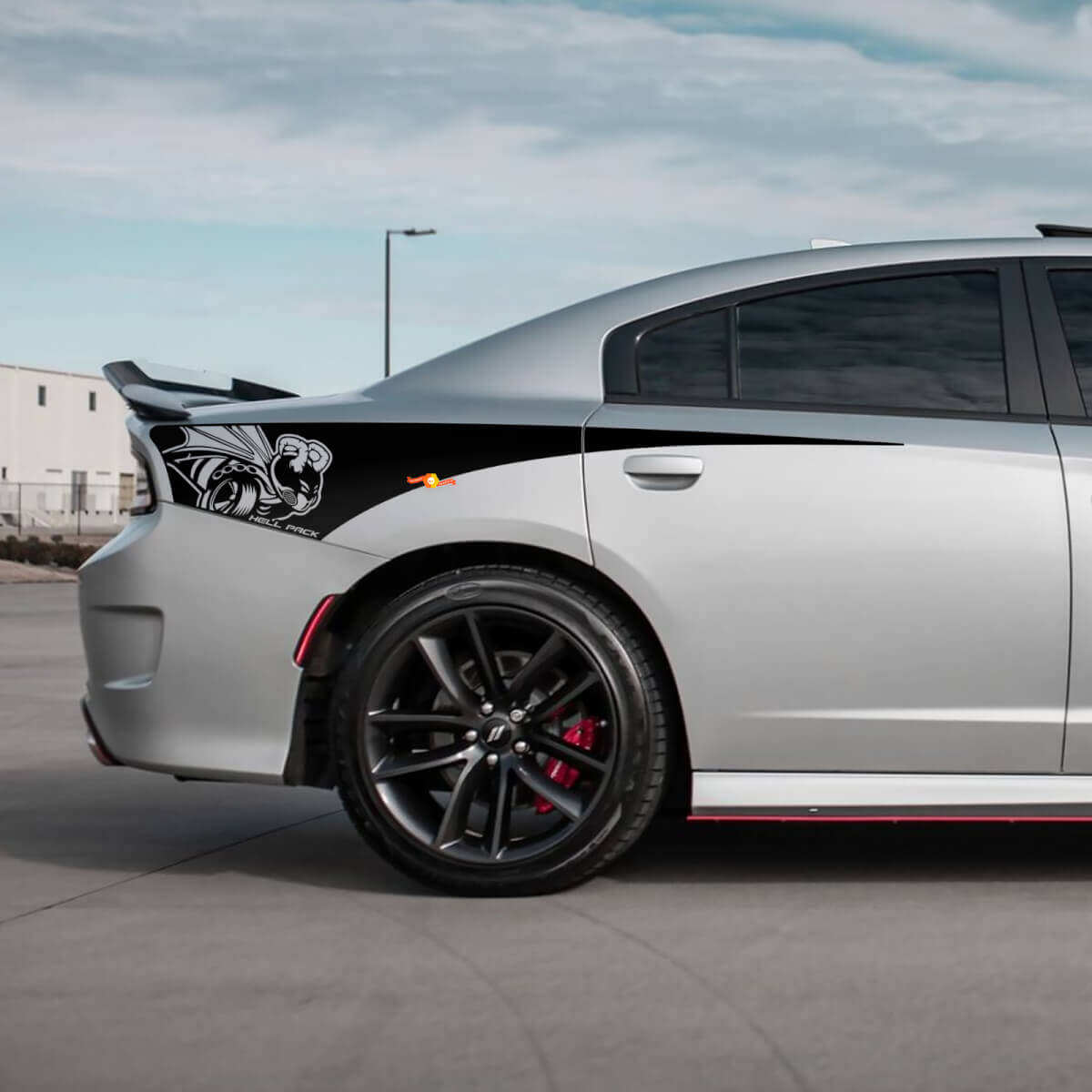 Décalcomanie en vinyle pour bande latérale arrière du quart arrière Demon Scat Pack pour Dodge Charger
