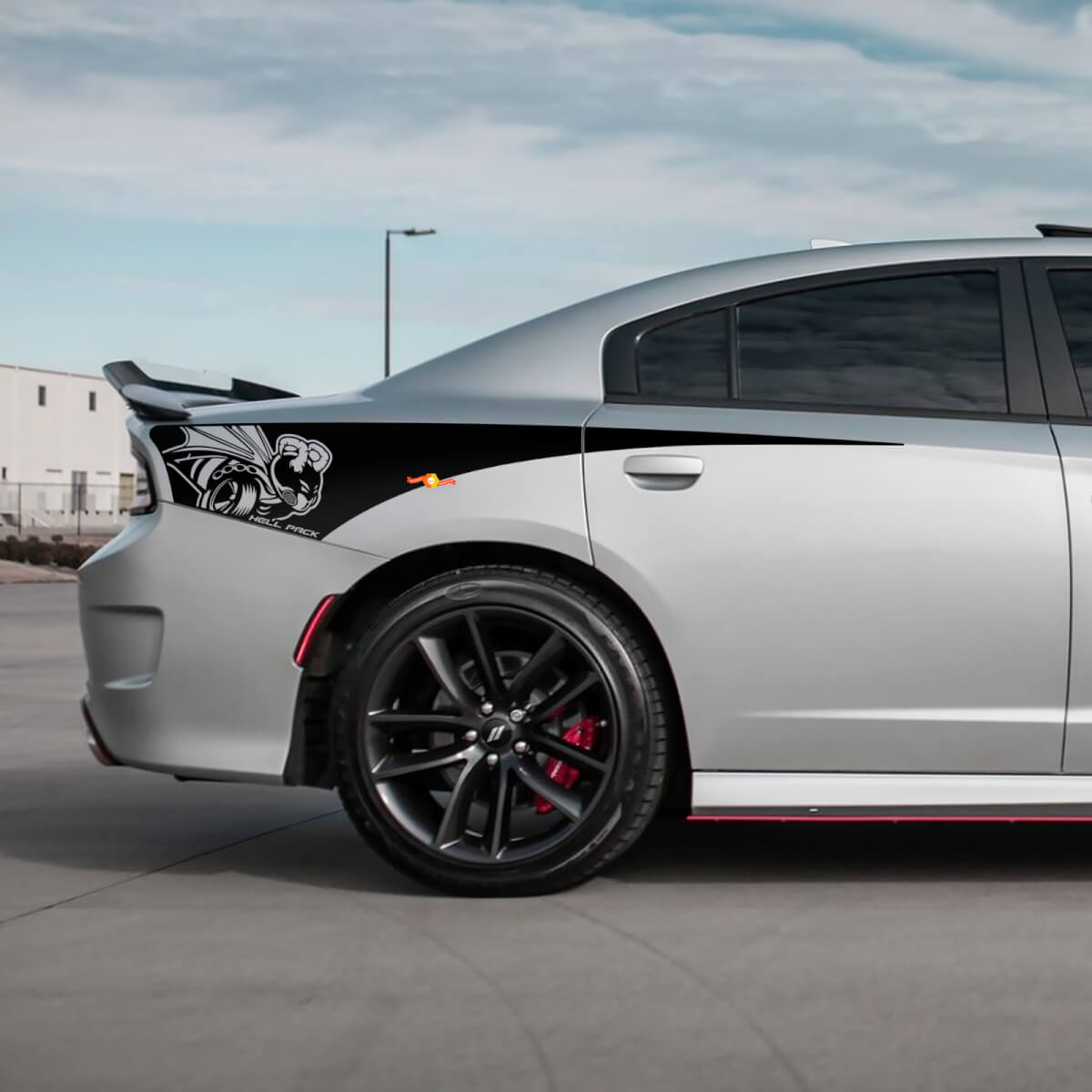 Décalcomanie en vinyle pour bande latérale arrière du quart arrière Demon Scat Pack pour Dodge Charger